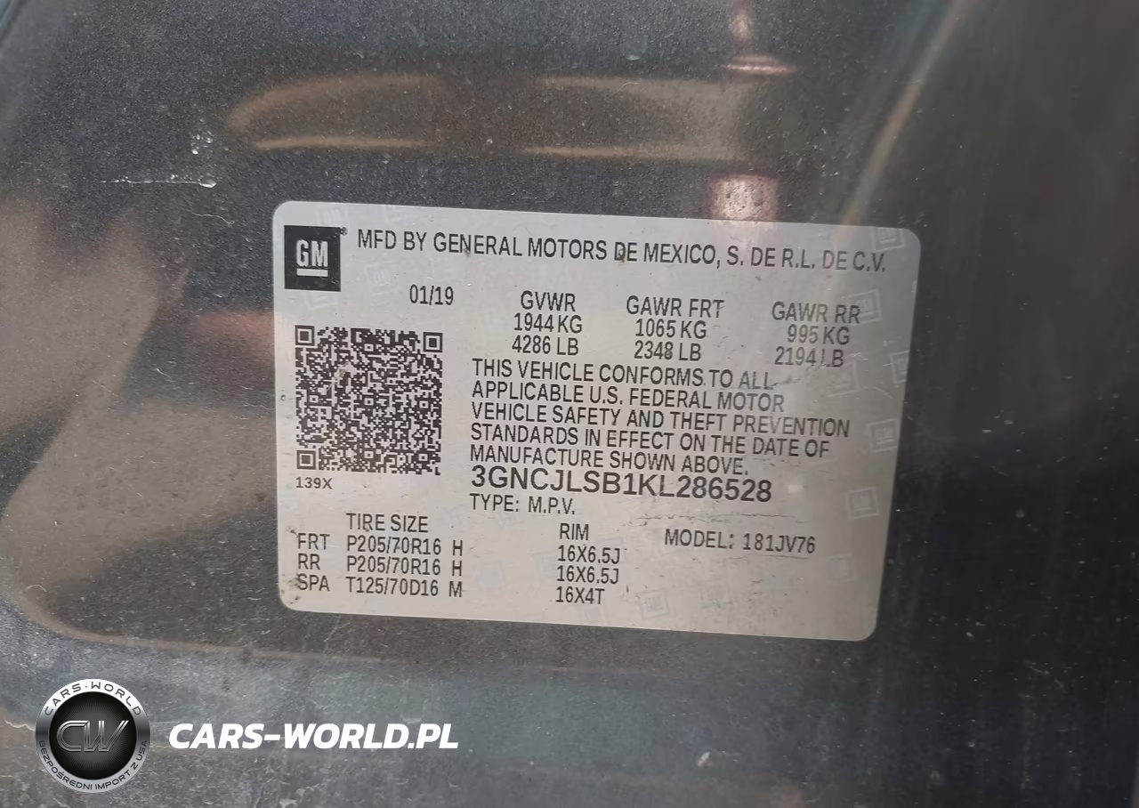 2019 Chevrolet Trax Lt VIN:3GNCJLSB1KL286528 - 9