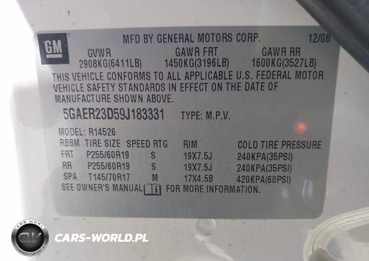 2009 Buick Enclave Cxl VIN:5GAER23D59J183331 - 9
