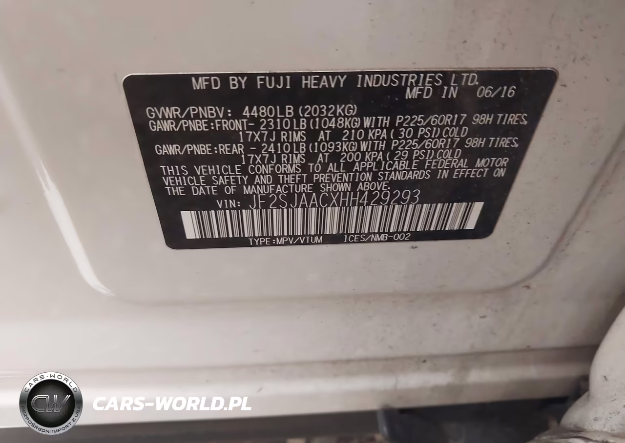 2017 Subaru Forester 2.5I VIN:JF2SJAACXHH429293 - 9