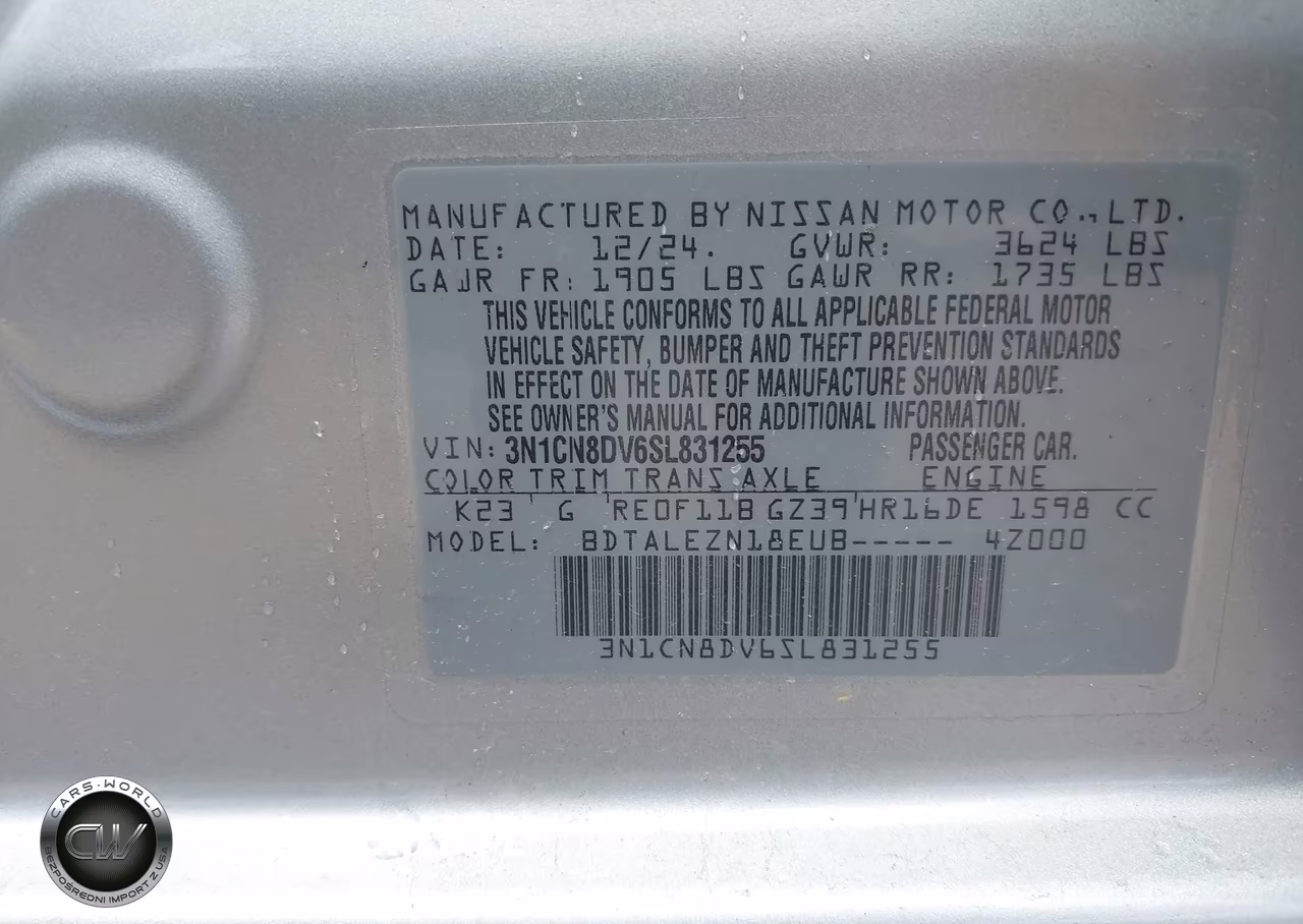 2025 Nissan Versa 1.6 S VIN:3N1CN8DV6SL831255 - 9
