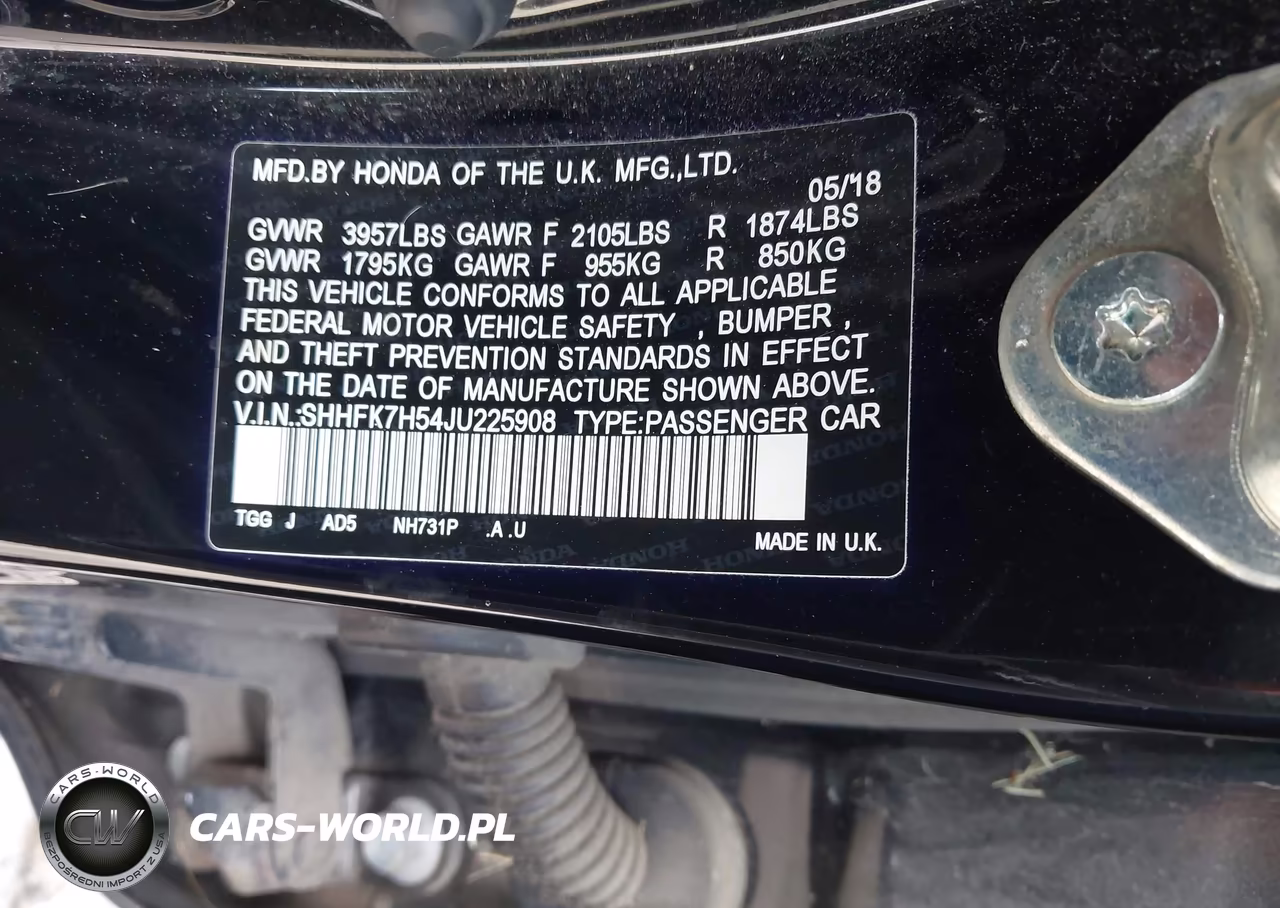 2018 Honda Civic Ex VIN:SHHFK7H54JU225908 - 9