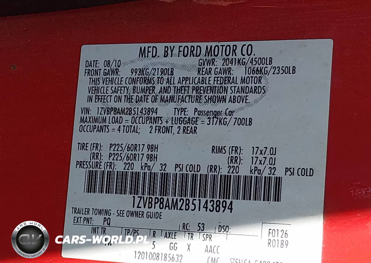 2011 Ford Mustang V6 VIN:1ZVBP8AM2B5143894 - 9