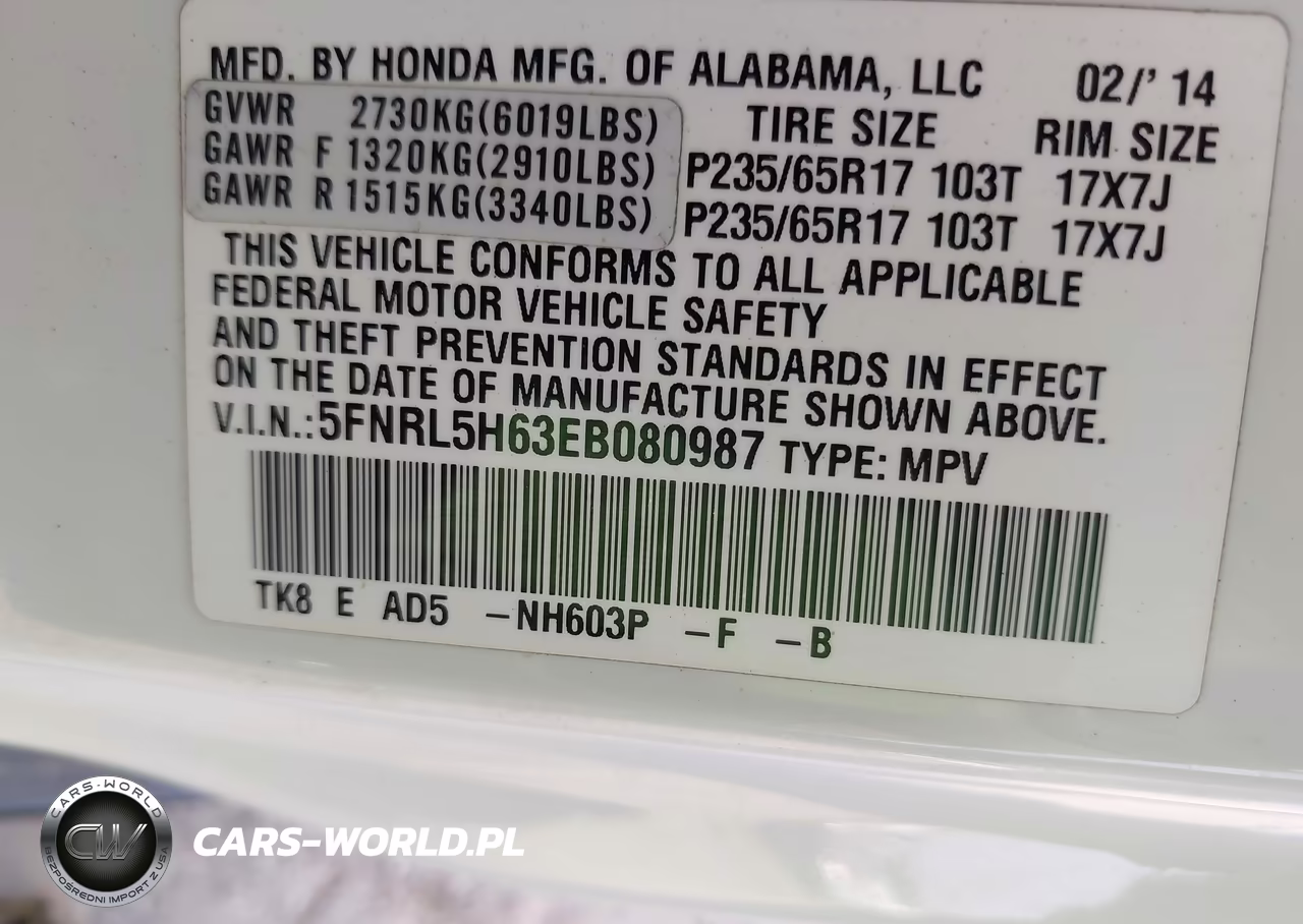 2014 Honda Odyssey Ex-L VIN:5FNRL5H63EB080987 - 9