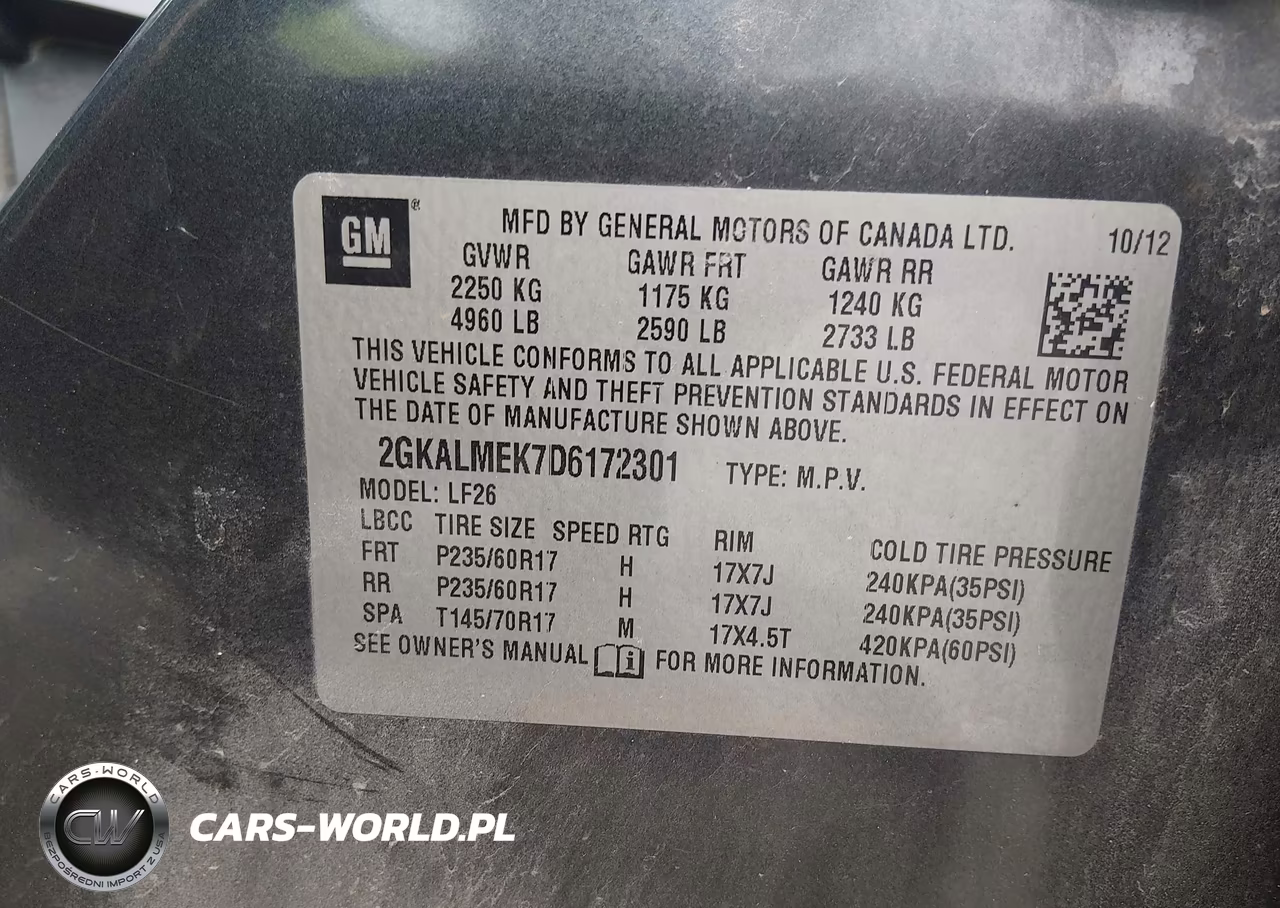 2013 GMC Terrain Sle-1 VIN:2GKALMEK7D6172301 - 7