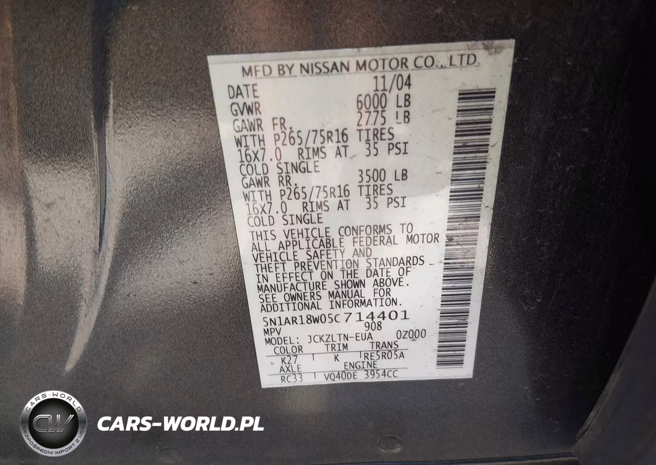 2005 Nissan Pathfinder Se Off-Road VIN:5N1AR18W05C714401 - 9