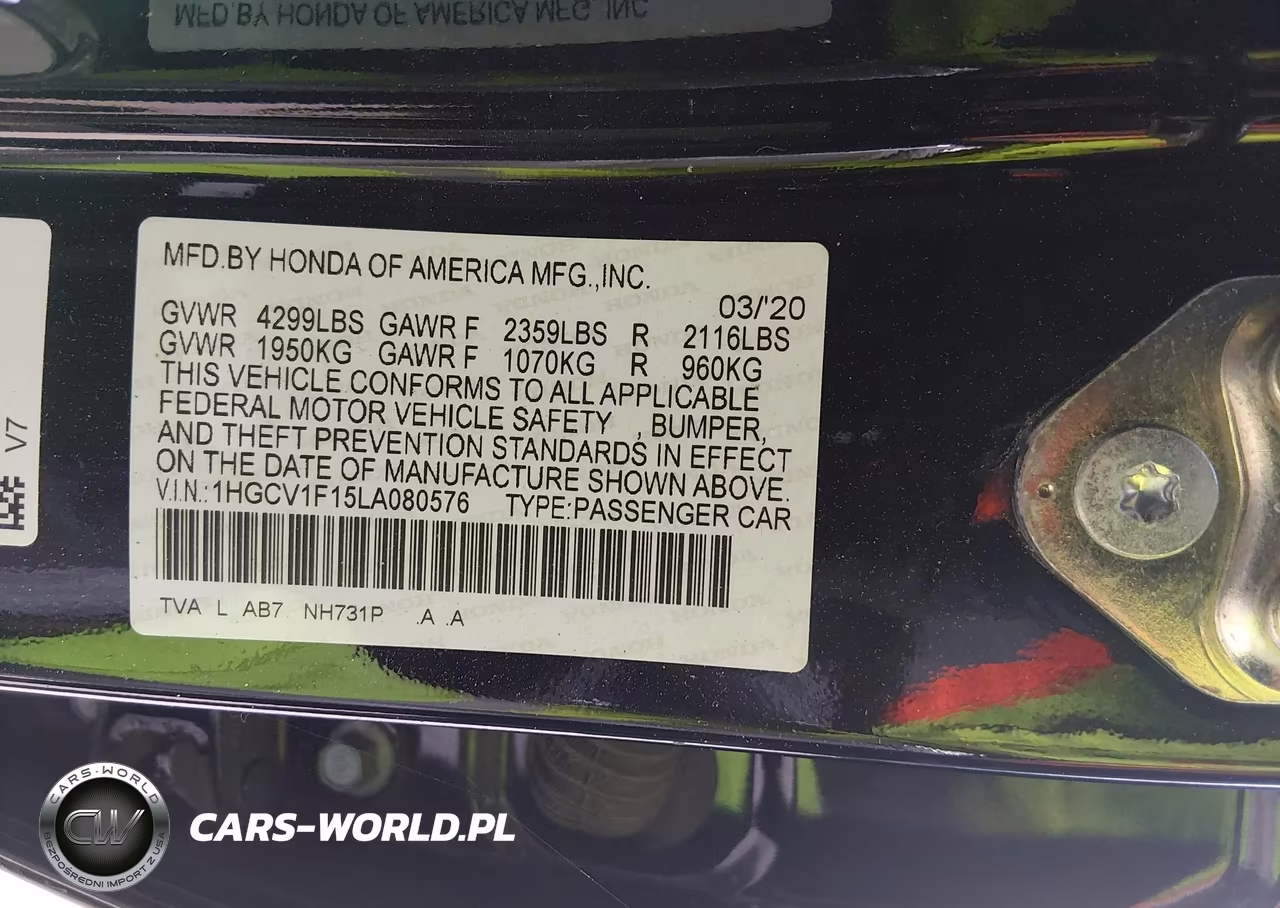 2020 Honda Accord Lx VIN:1HGCV1F15LA080576 - 9