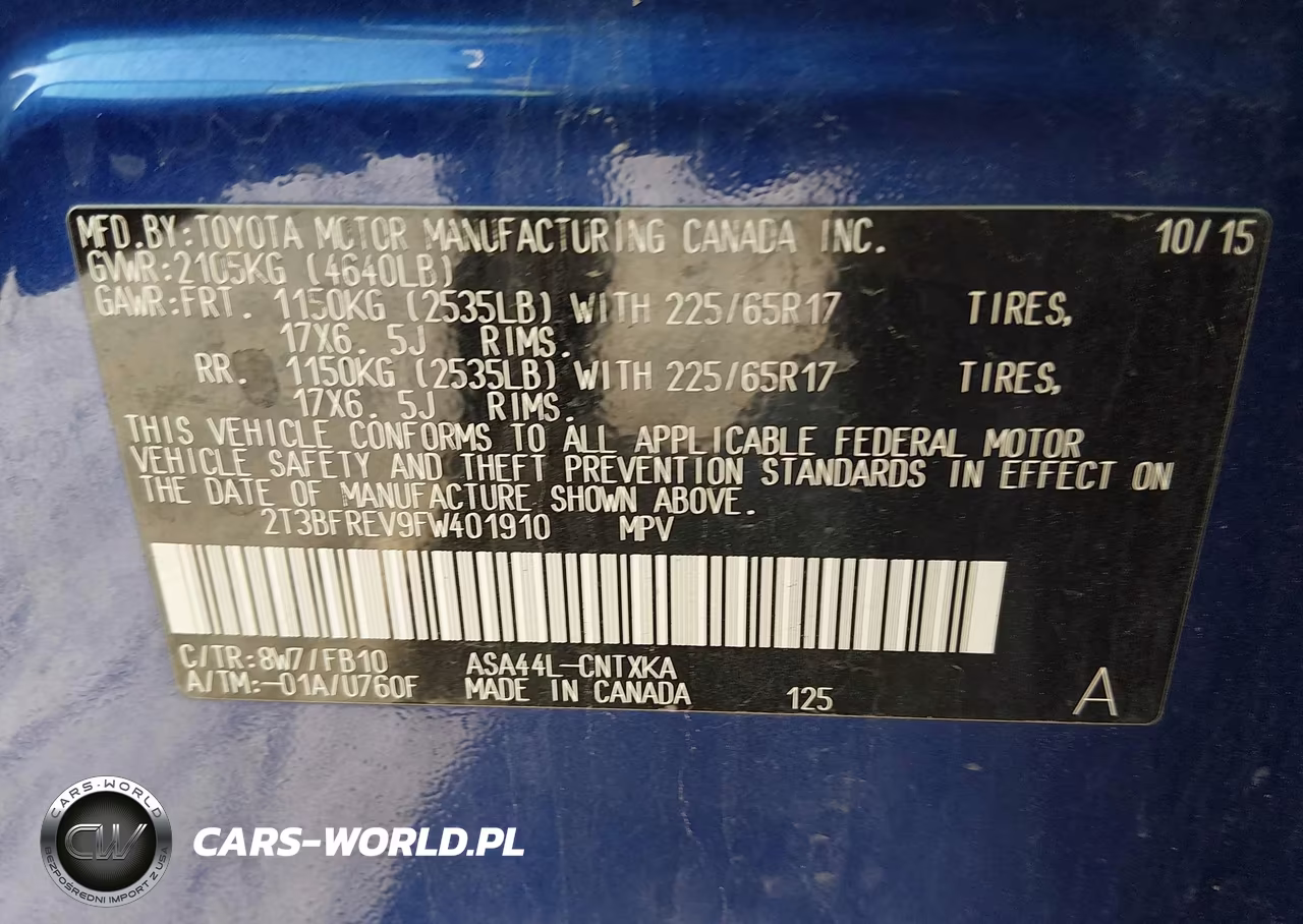 2015 Toyota Rav4 Le VIN:2T3BFREV9FW401910 - 9