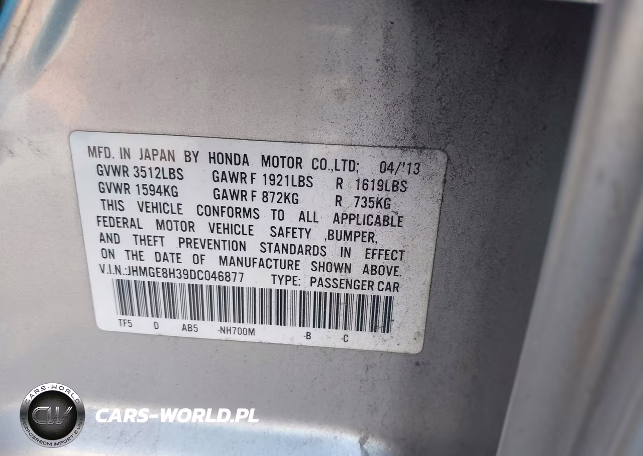 2013 Honda Fit VIN:JHMGE8H39DC046877 - 9