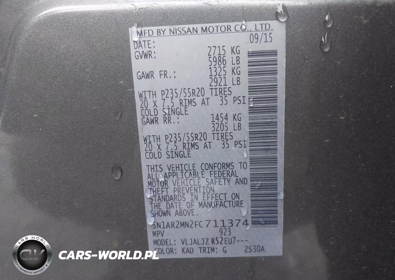 2015 Nissan Pathfinder Platinum VIN:5N1AR2MN2FC711374 - 9