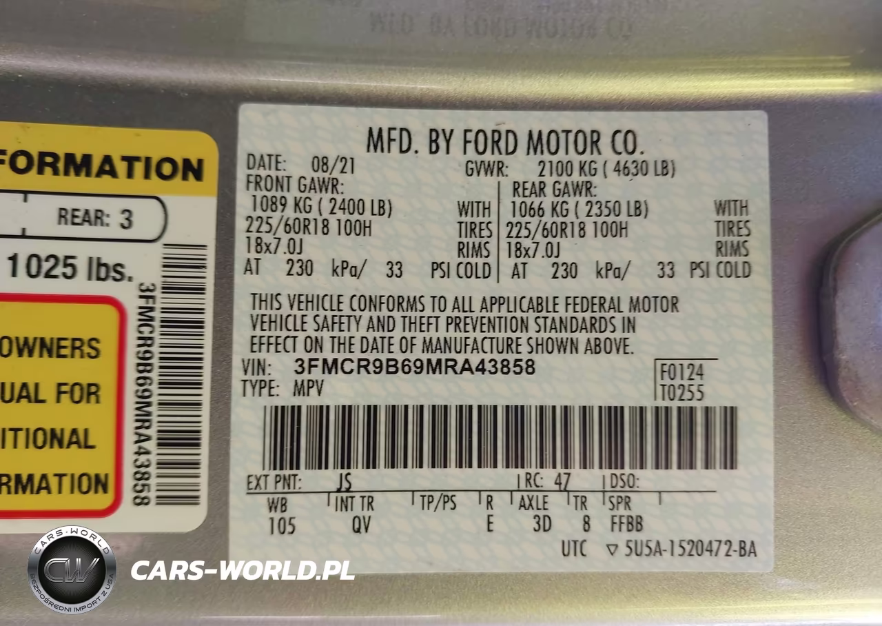 2021 Ford Bronco Sport Big Bend VIN:3FMCR9B69MRA43858 - 9