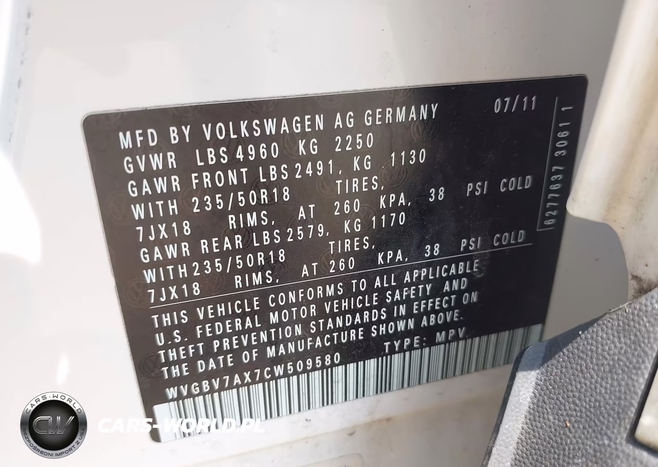 2012 Volkswagen Tiguan Se VIN:WVGBV7AX7CW509580 - 9