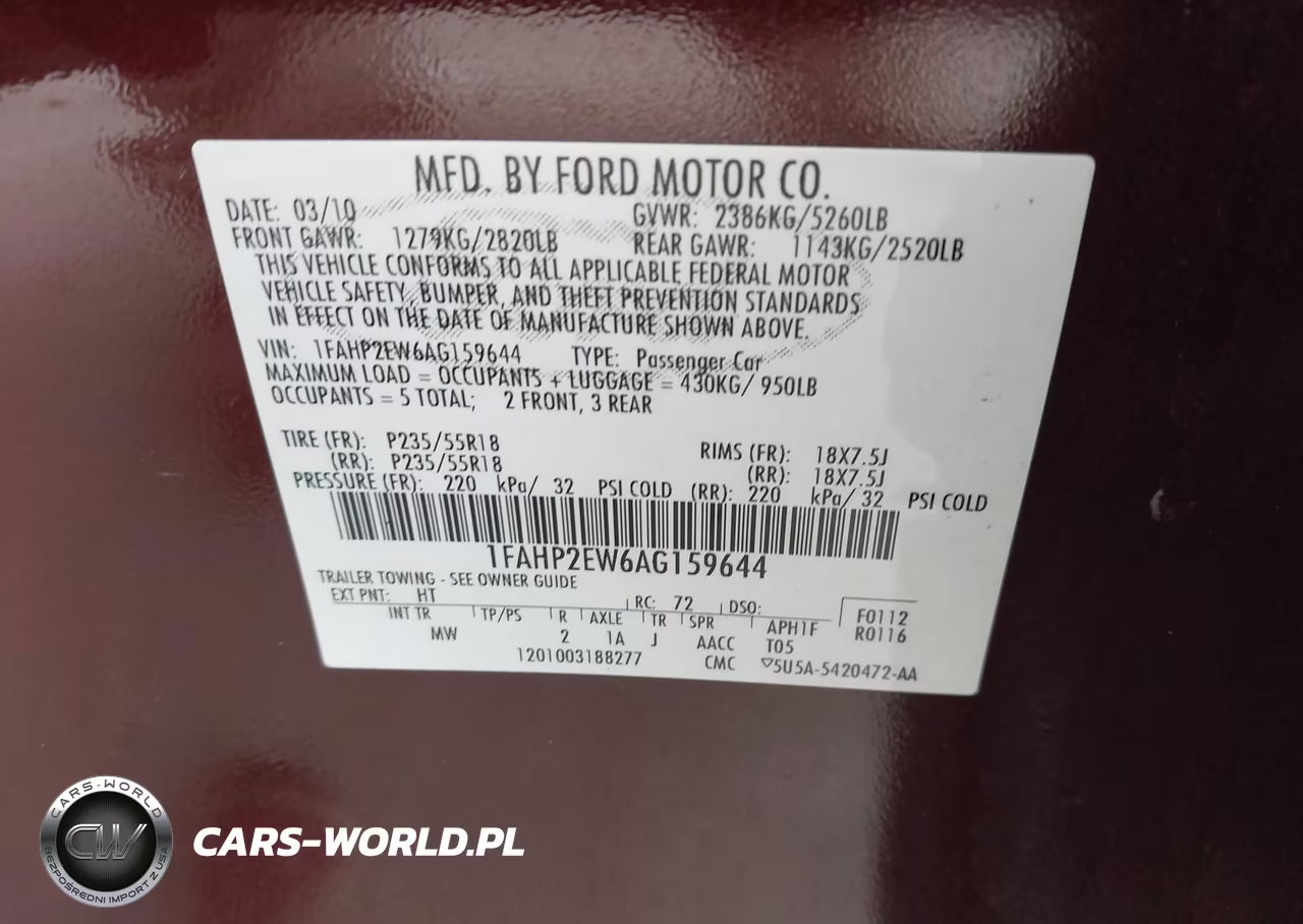 2010 Ford Taurus Sel VIN:1FAHP2EW6AG159644 - 9