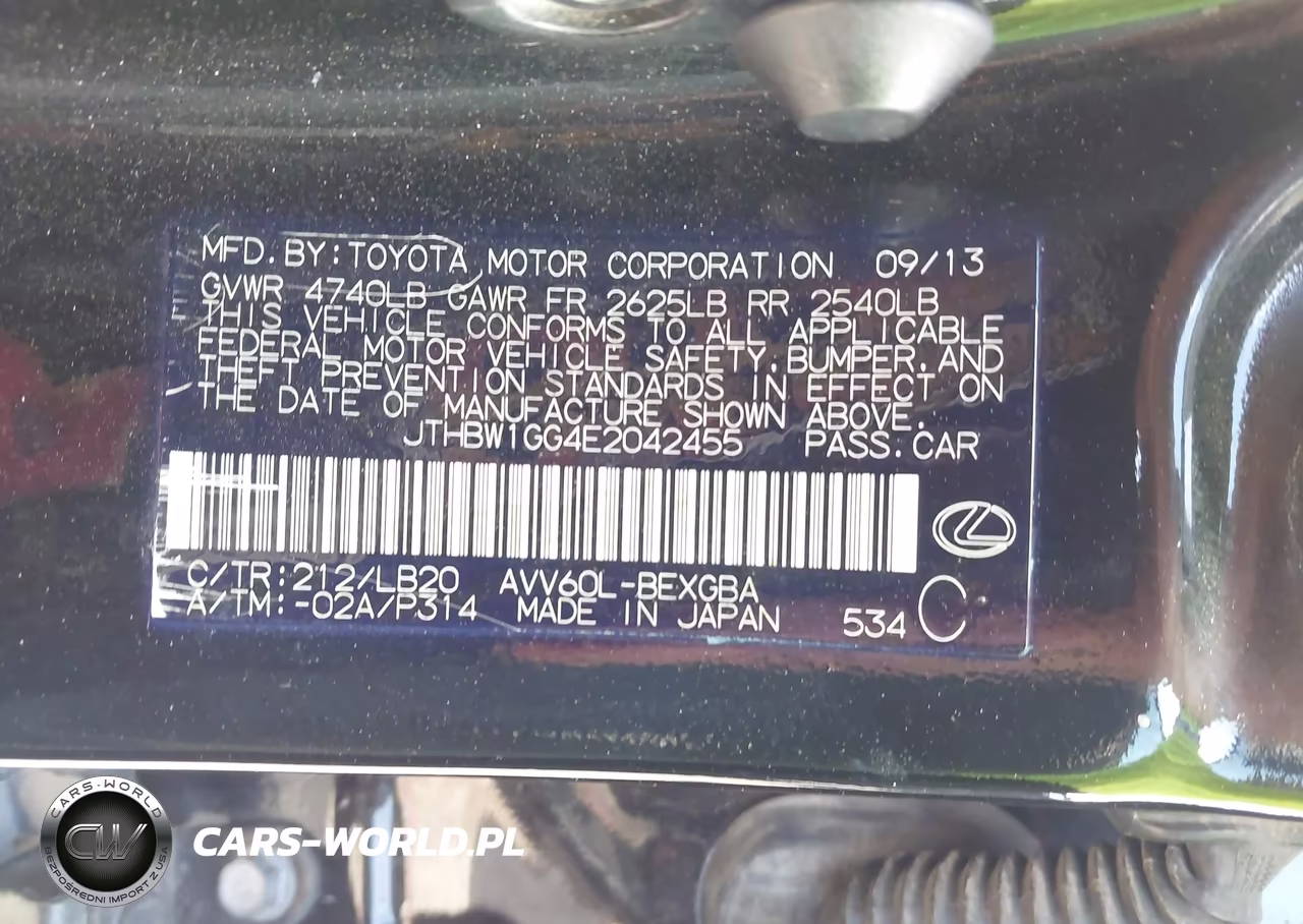 2014 Lexus Es 300H VIN:JTHBW1GG4E2042455 - 8