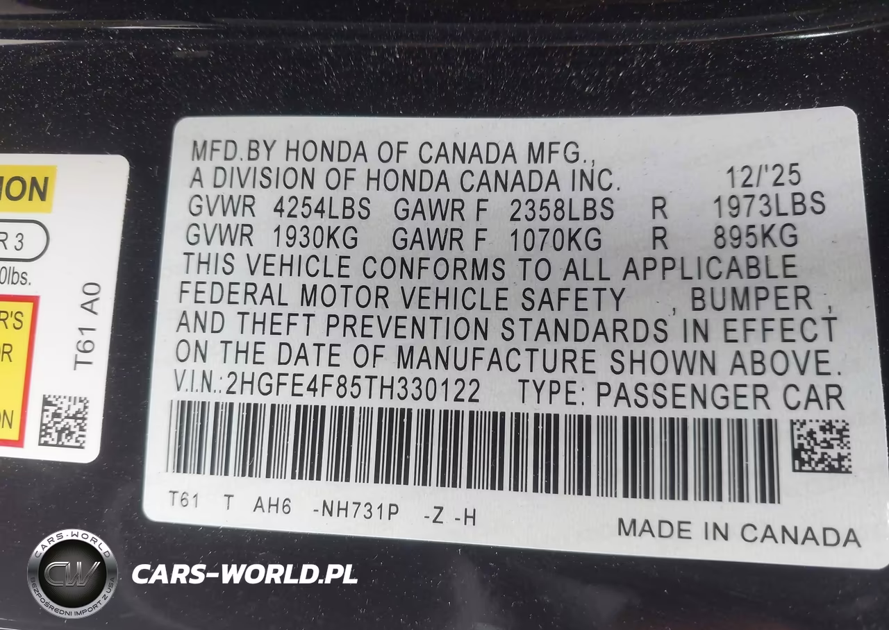 2026 Honda Civic Hybrid Sport-Sport Touring VIN:2HGFE4F85TH330122 - 9