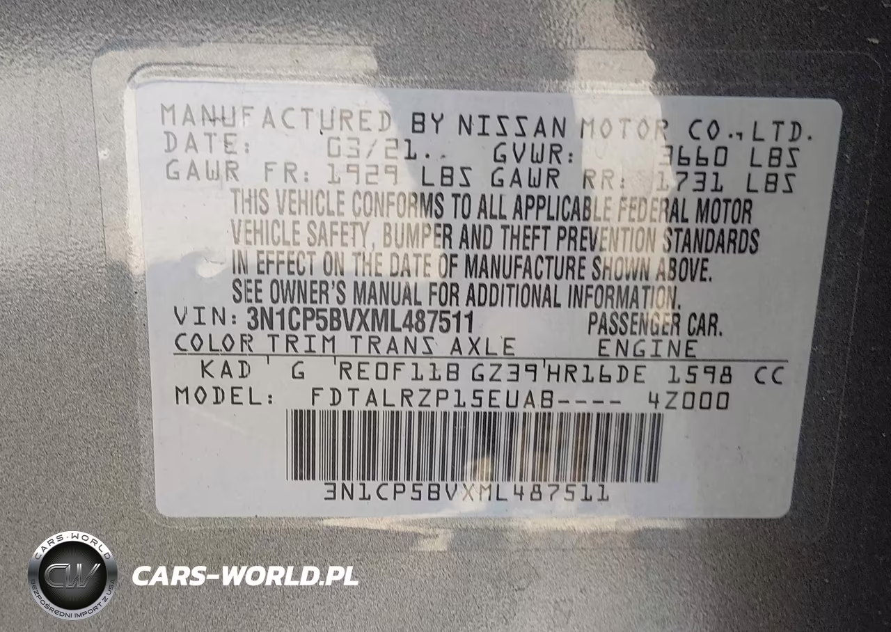 2021 Nissan Kicks S Xtronic Cvt VIN:3N1CP5BVXML487511 - 9