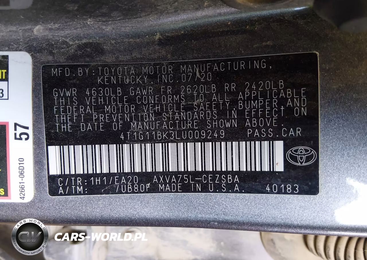 2020 Toyota Camry Se Awd VIN:4T1G11BK3LU009249 - 9