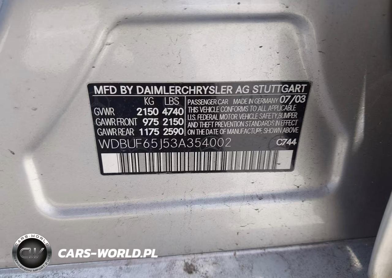 2003 Mercedes-Benz E 320 VIN:WDBUF65J53A354002 - 9