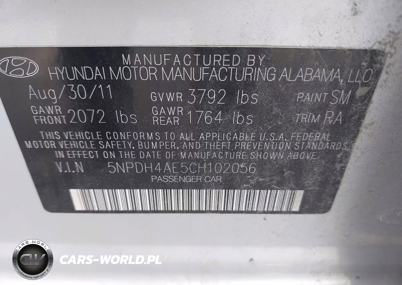 2012 Hyundai Elantra Gls VIN:5NPDH4AE5CH102056 - 9