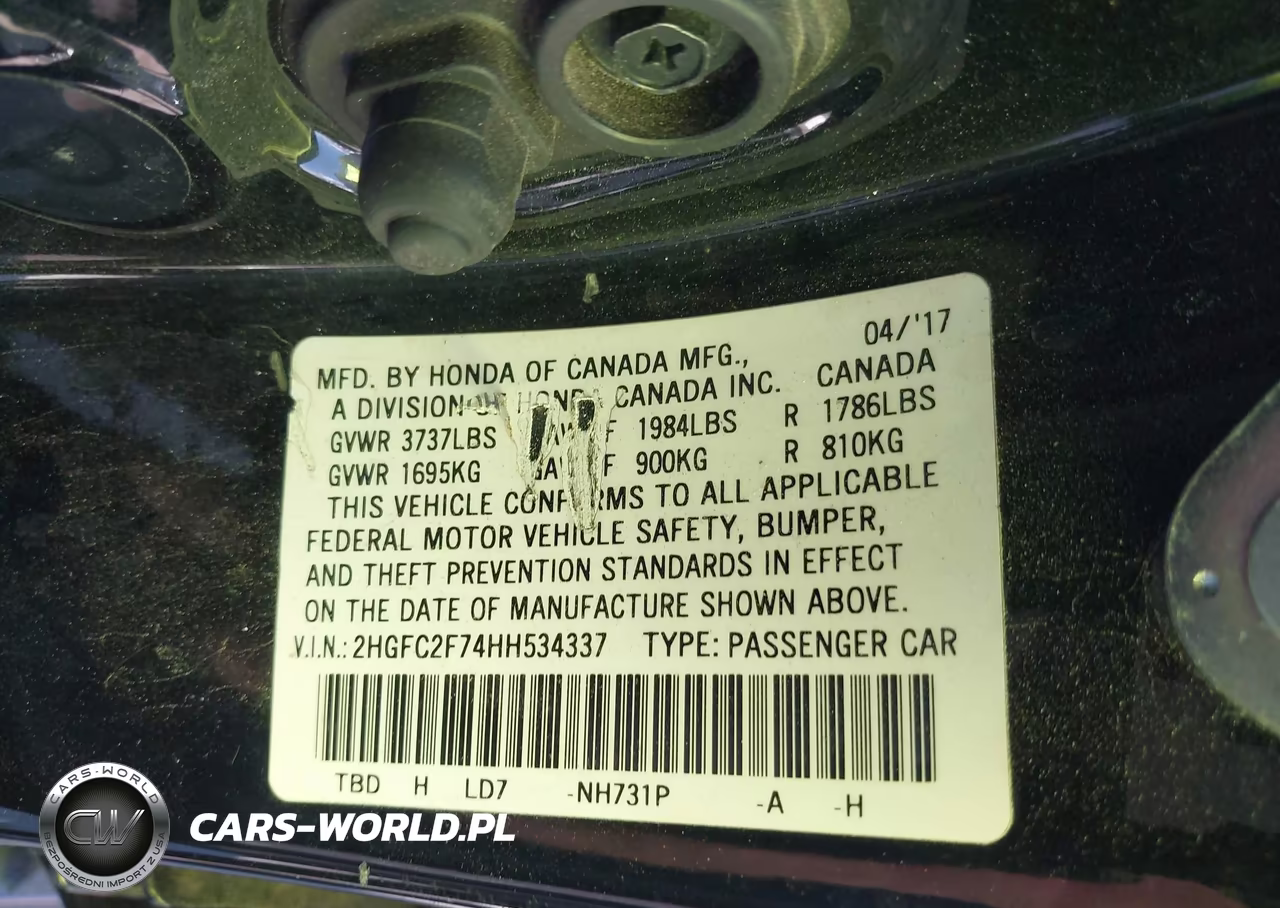 2017 Honda Civic Ex VIN:2HGFC2F74HH534337 - 9