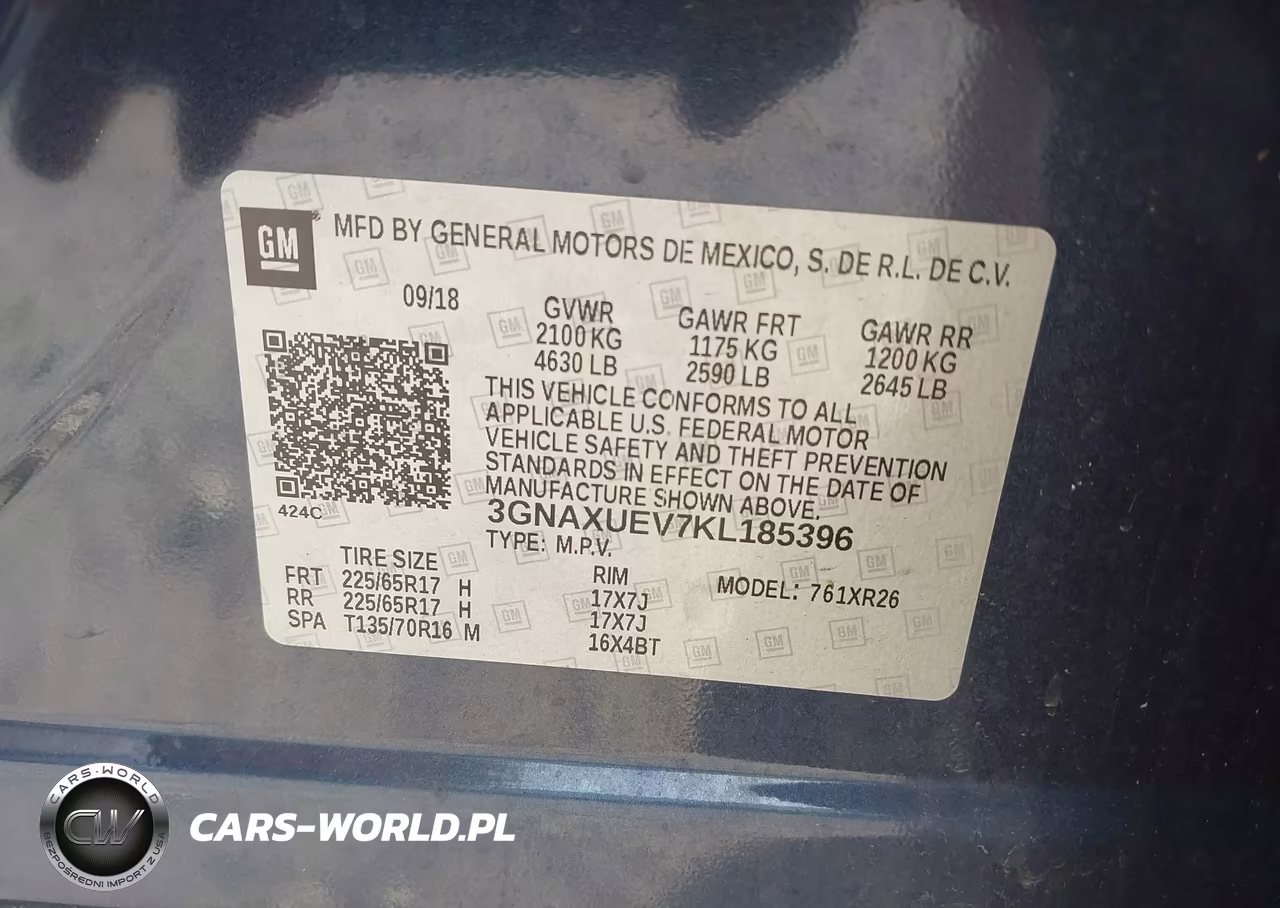 2019 Chevrolet Equinox Lt VIN:3GNAXUEV7KL185396 - 9
