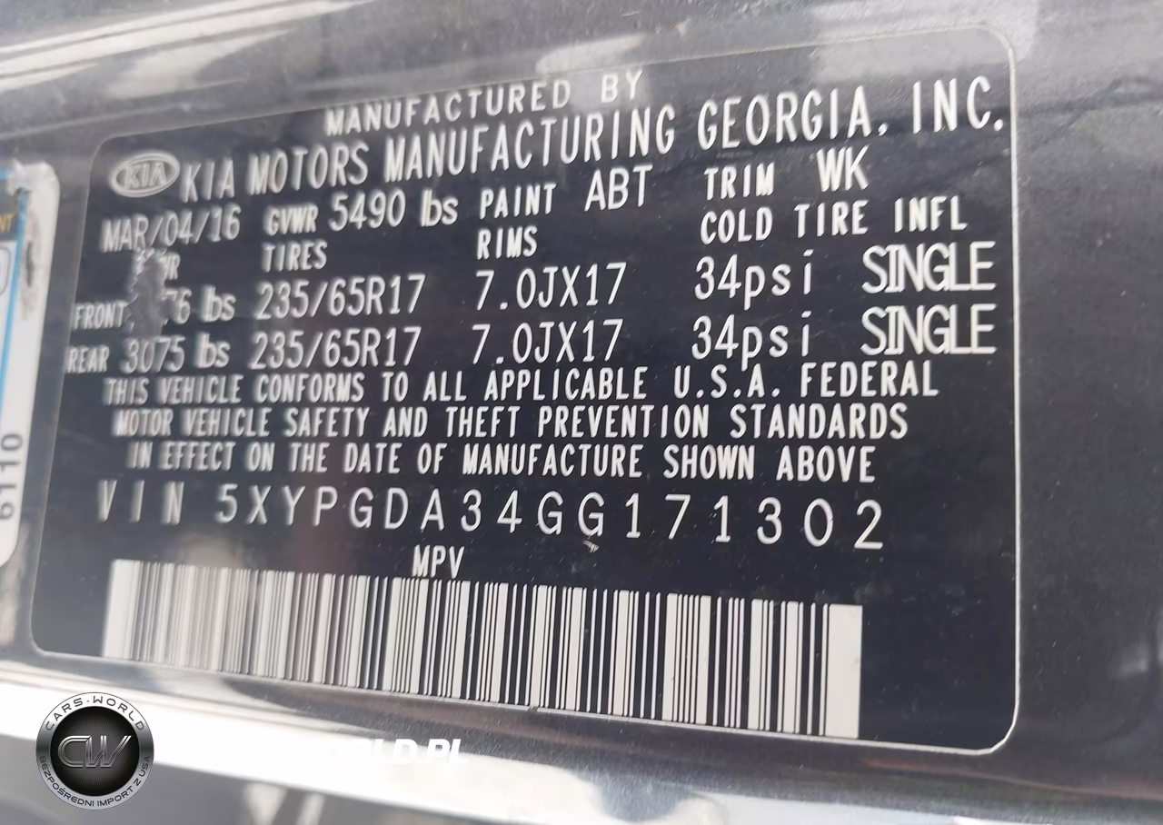 2016 Kia Sorento 2.4L Lx VIN:5XYPGDA34GG171302 - 9