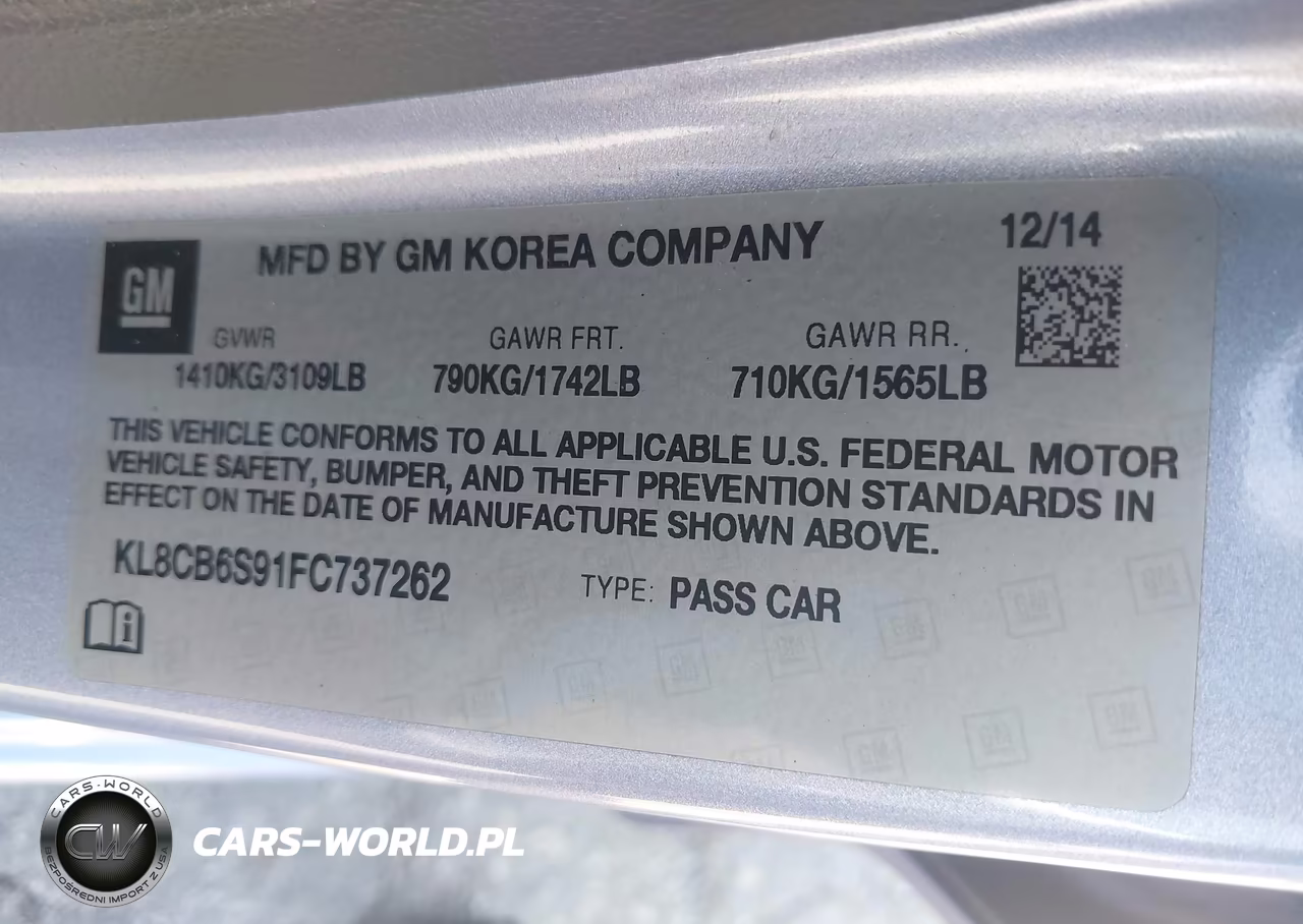 2015 Chevrolet Spark Ls Cvt VIN:KL8CB6S91FC737262 - 9