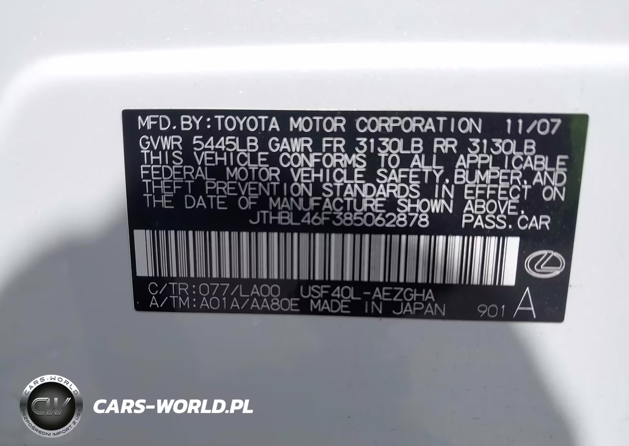 2008 Lexus Ls 460 VIN:JTHBL46F385062878 - 9