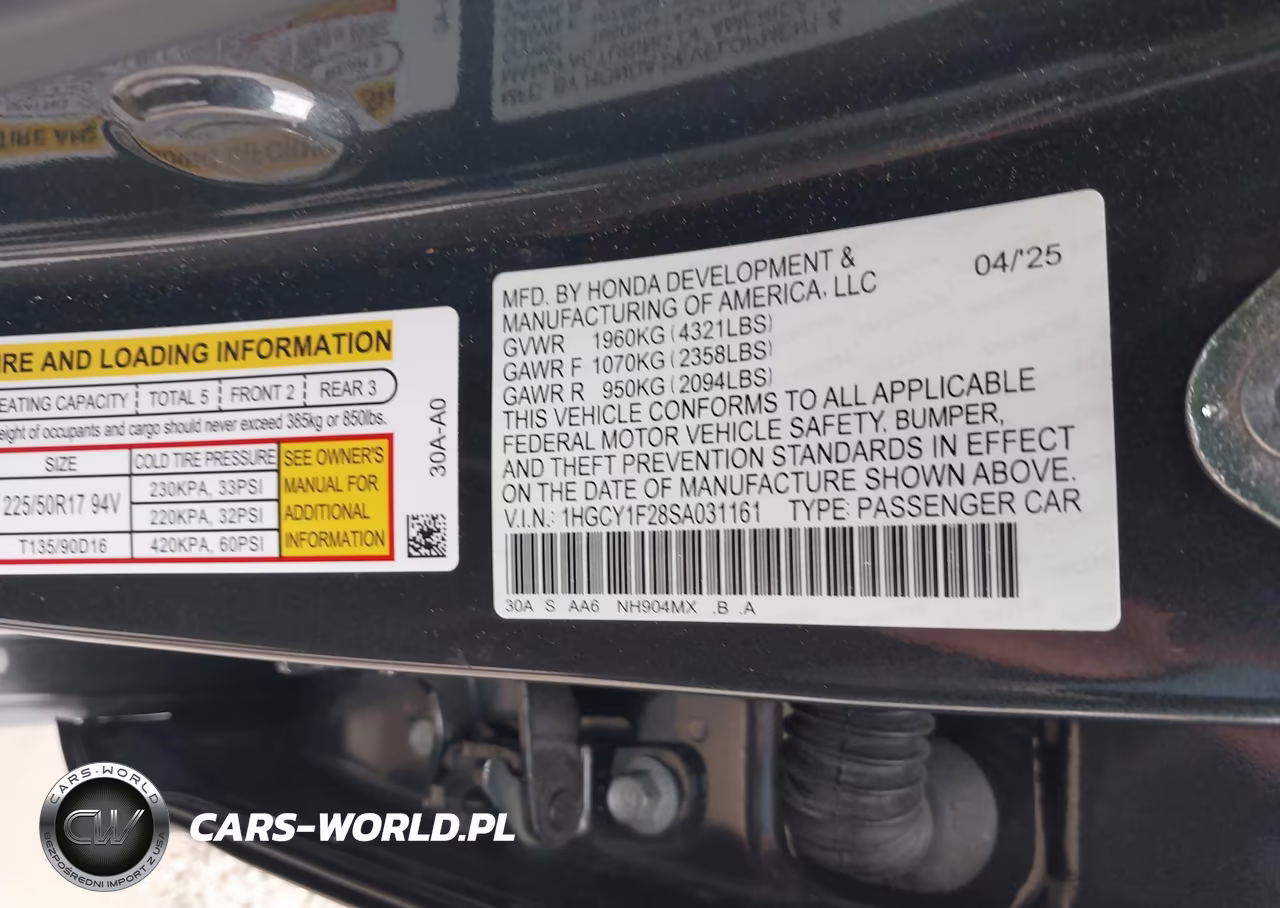 2025 Honda Accord Lx VIN:1HGCY1F28SA031161 - 9