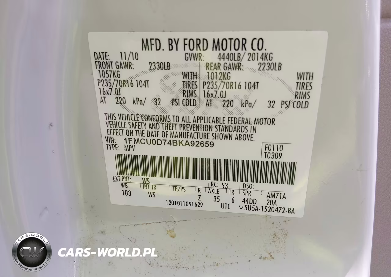 2011 Ford Escape Xlt VIN:1FMCU0D74BKA92659 - 9