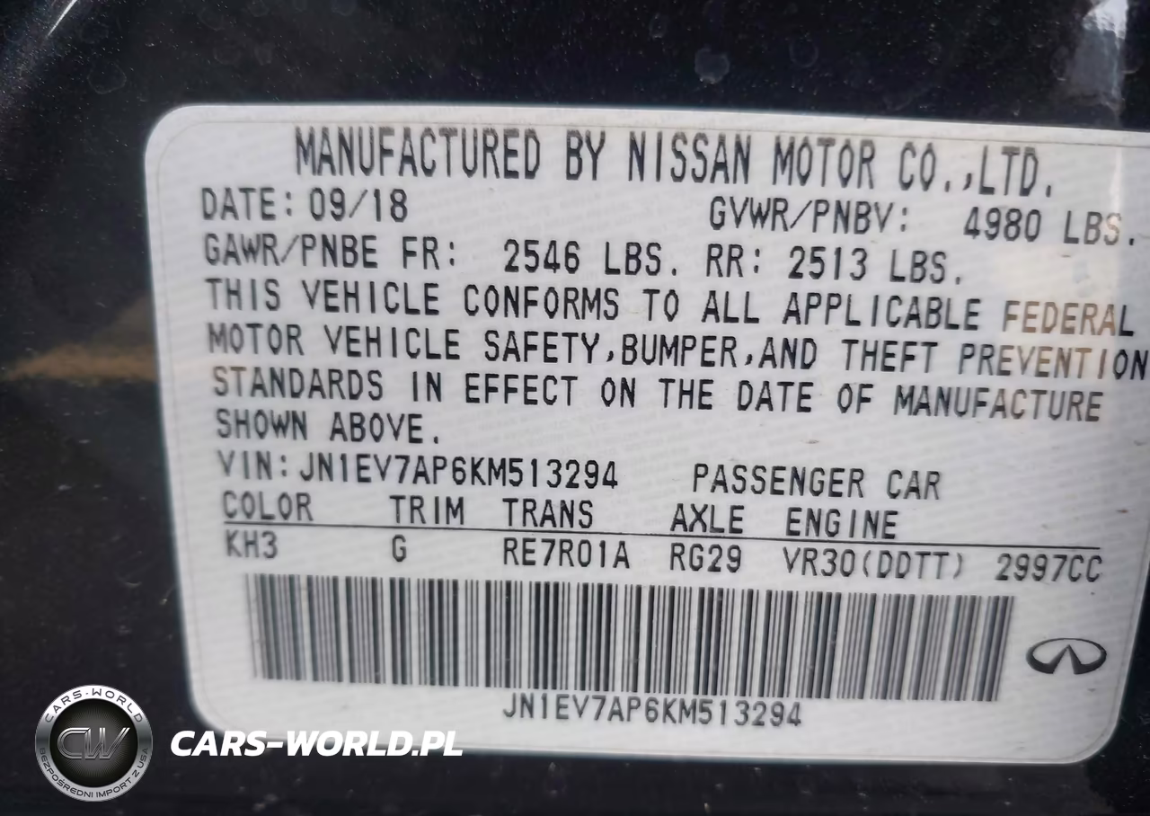 2019 Infiniti Q50 3.0T Luxe VIN:JN1EV7AP6KM513294 - 9