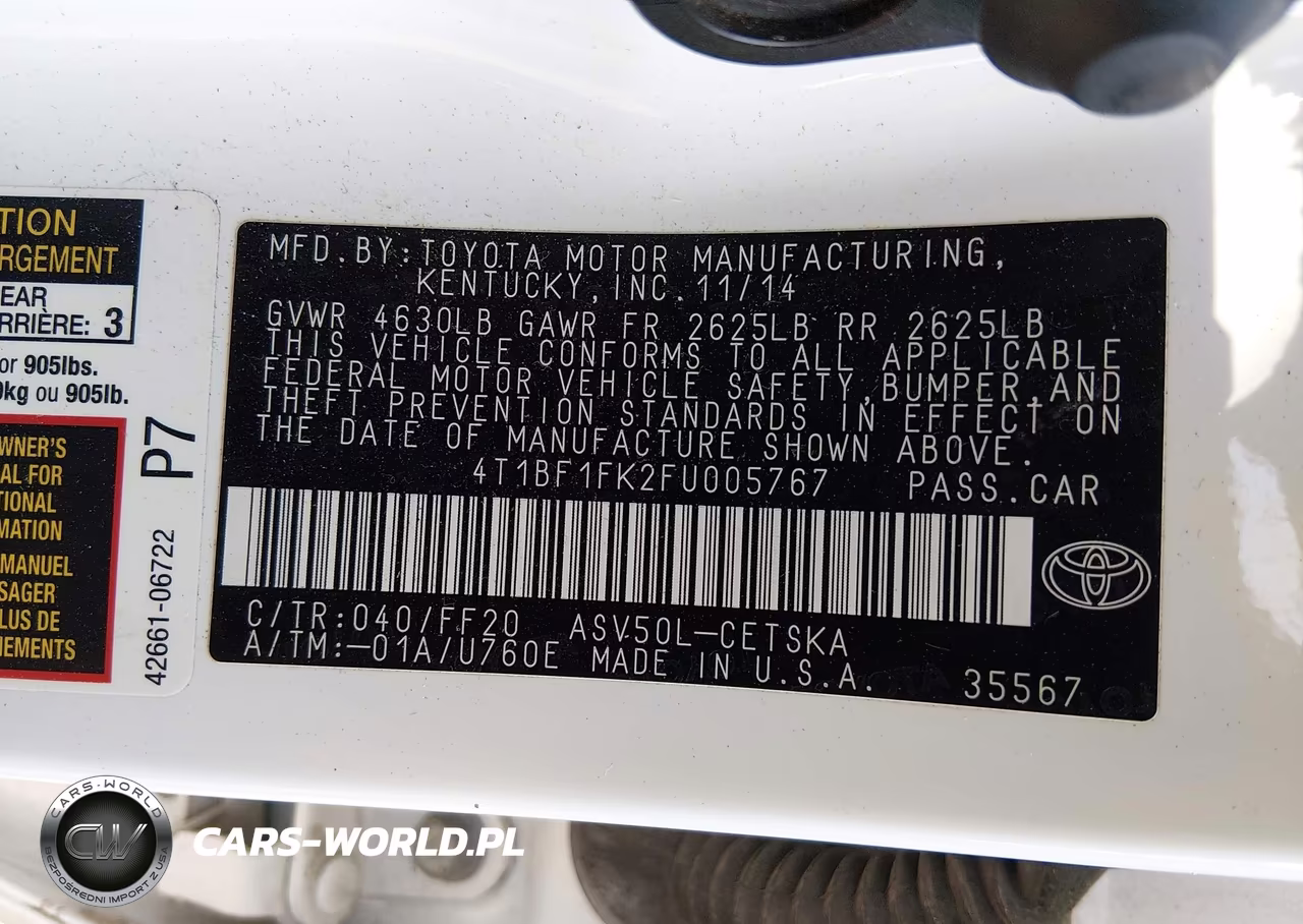 2015 Toyota Camry Se VIN:4T1BF1FK2FU005767 - 9