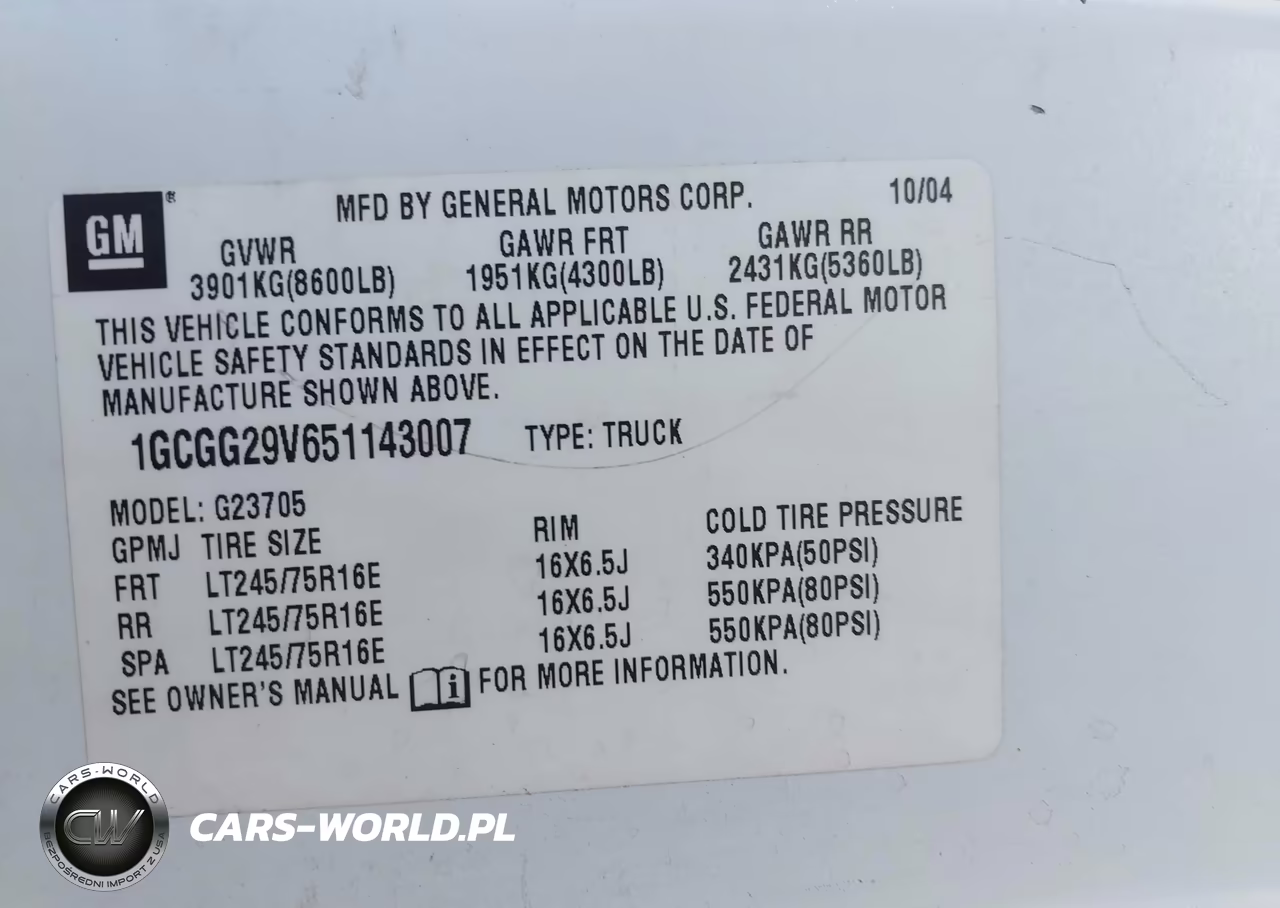 2005 Chevrolet Express Cargo Van VIN:1GCGG29V651143007 - 9