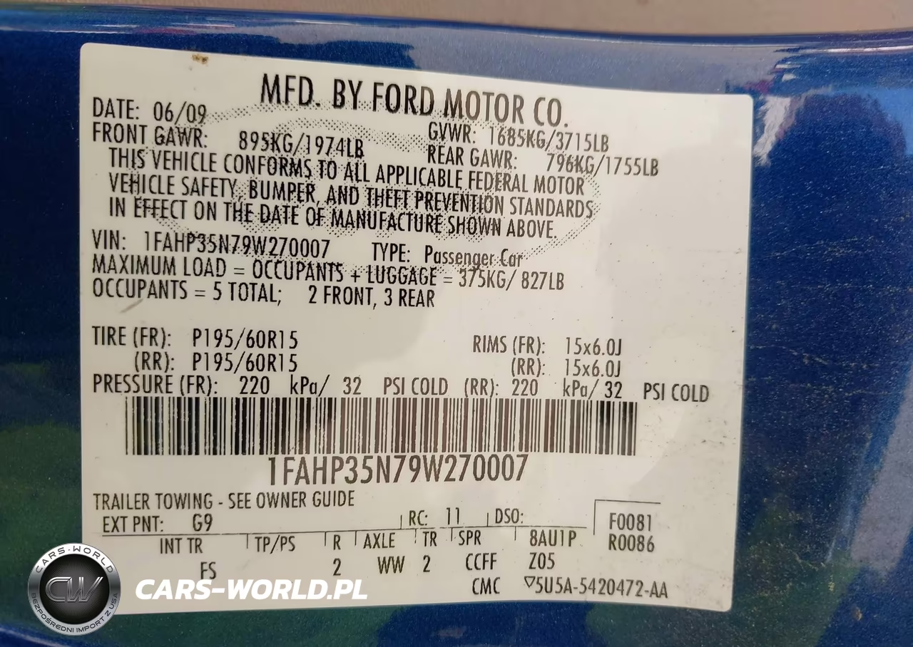2009 Ford Focus Se VIN:1FAHP35N79W270007 - 9