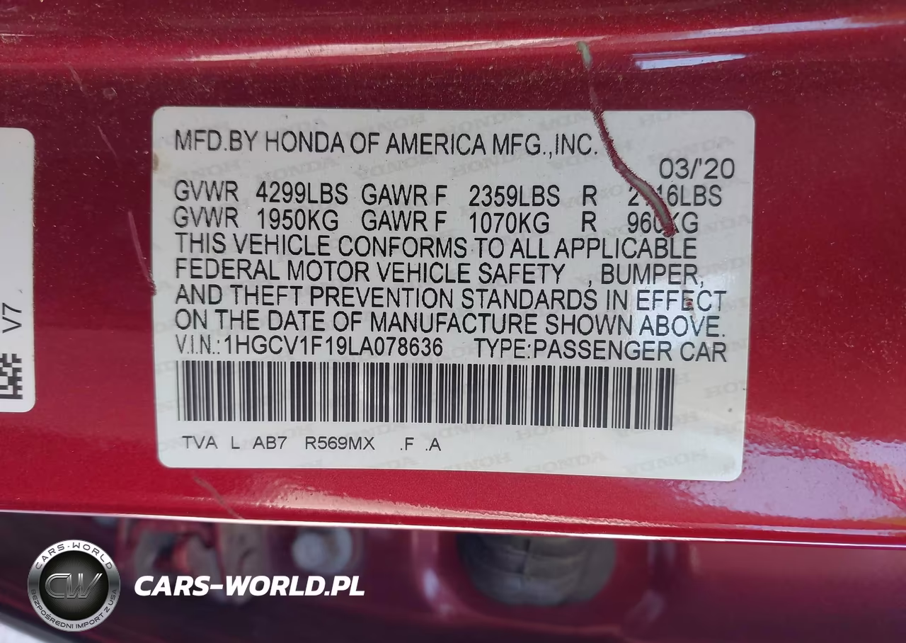 2020 Honda Accord Lx VIN:1HGCV1F19LA078636 - 9