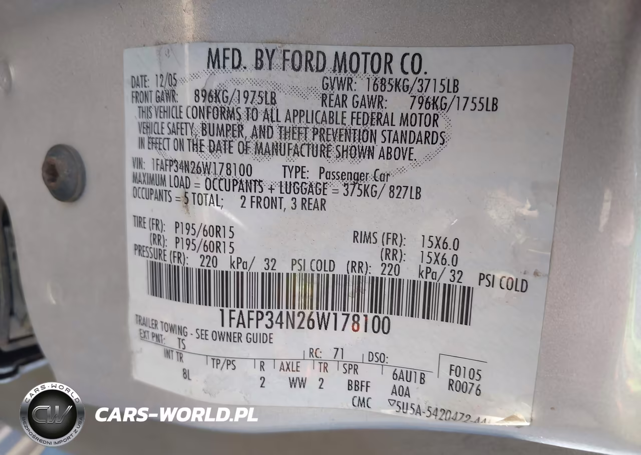 2006 Ford Focus Zx4 VIN:1FAFP34N26W178100 - 9