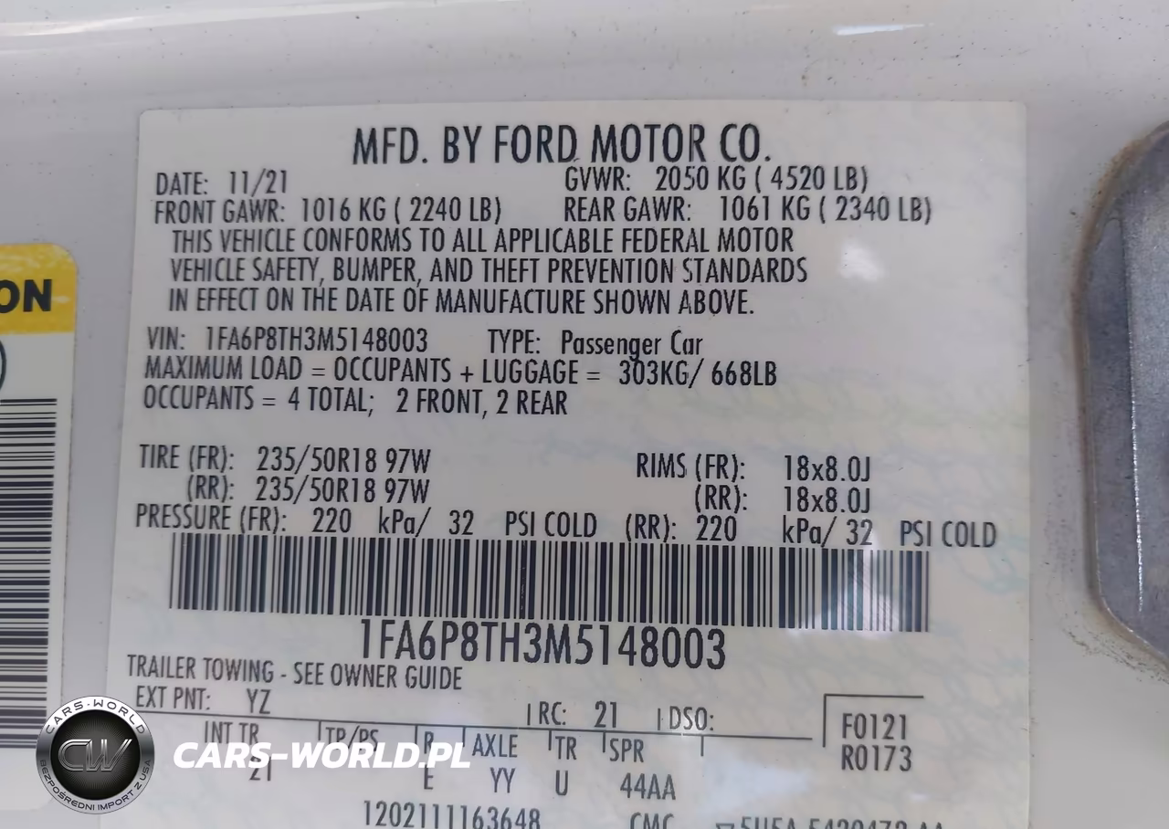 2021 Ford Mustang Ecoboost Fastback VIN:1FA6P8TH3M5148003 - 9