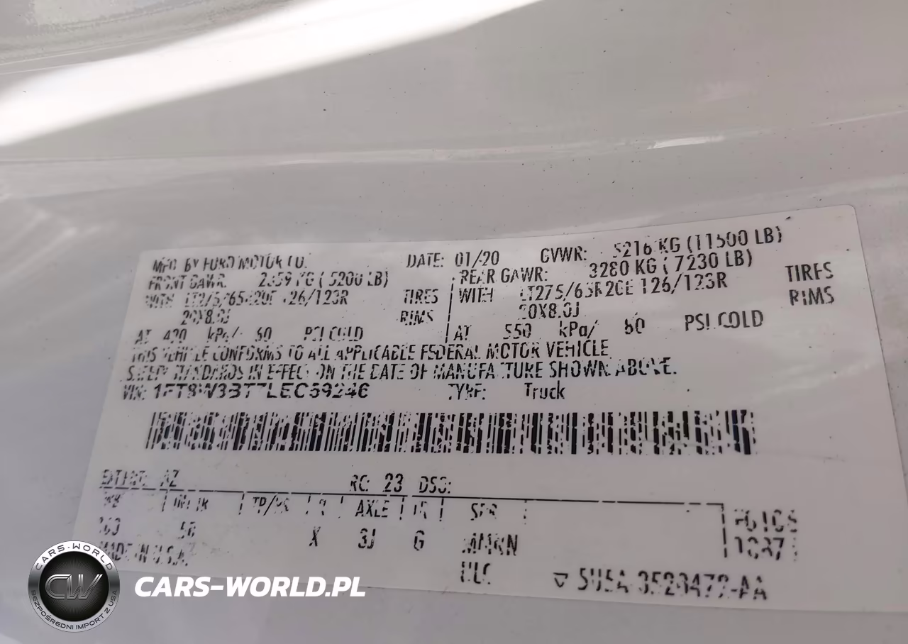 2020 Ford F-350 Lariat VIN:1FT8W3BT7LEC59246 - 9