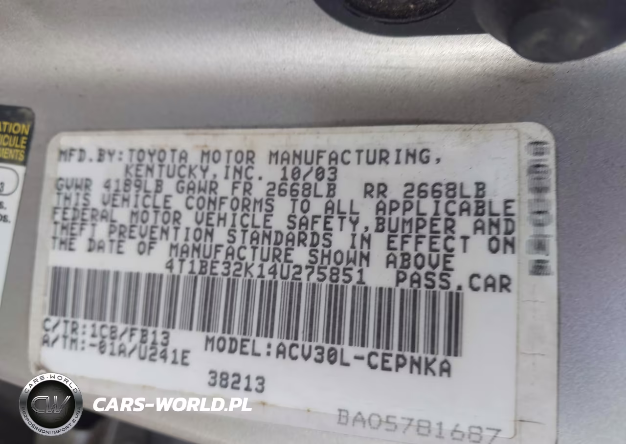 2004 Toyota Camry Le VIN:4T1BE32K14U275851 - 9