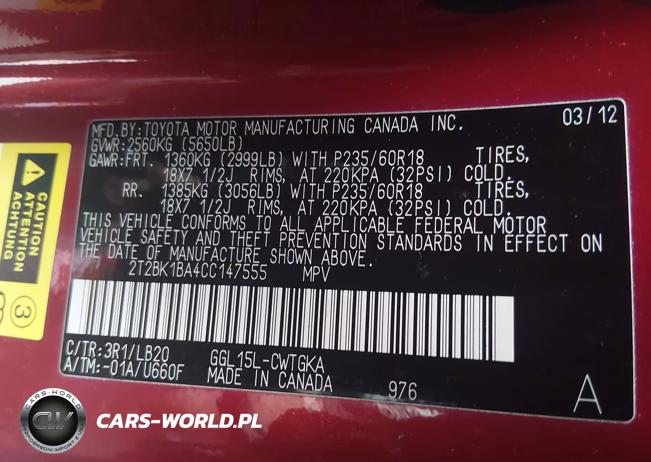 2012 Lexus Rx 350 VIN:2T2BK1BA4CC147555 - 9