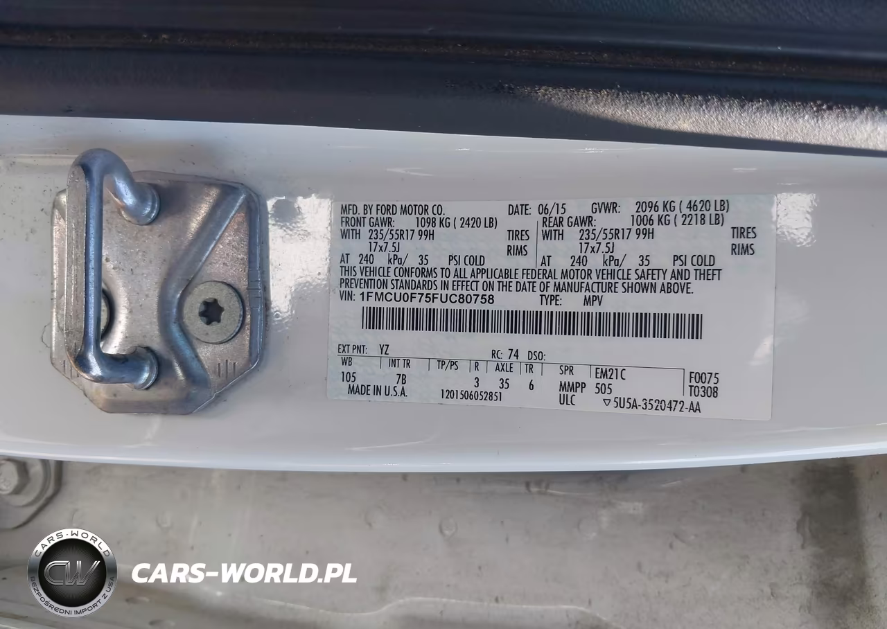 2015 Ford Escape S VIN:1FMCU0F75FUC80758 - 9