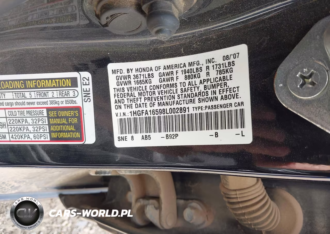 2008 Honda Civic Lx VIN:1HGFA16598L002891 - 9