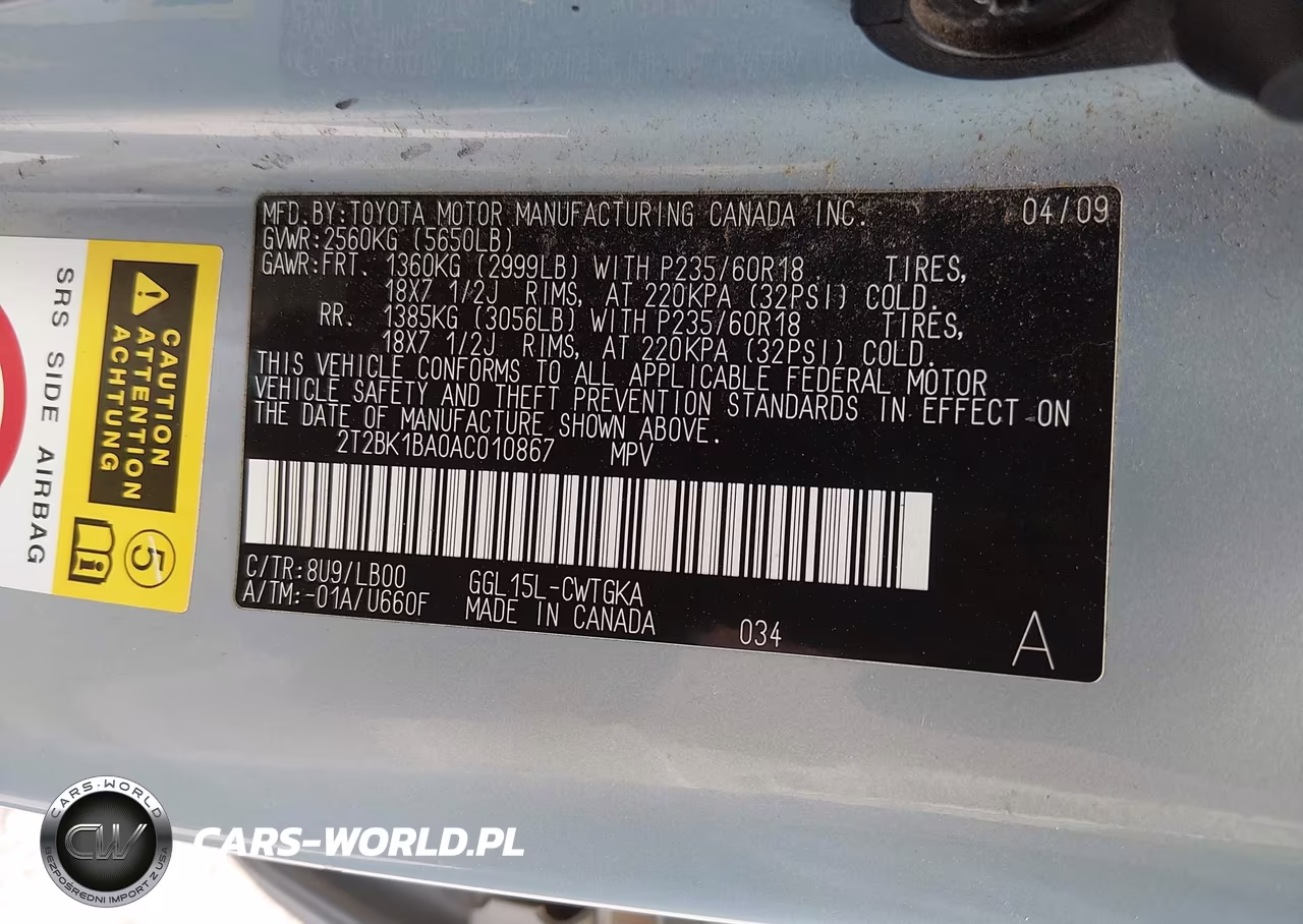 2010 Lexus Rx 350 VIN:2T2BK1BA0AC010867 - 9