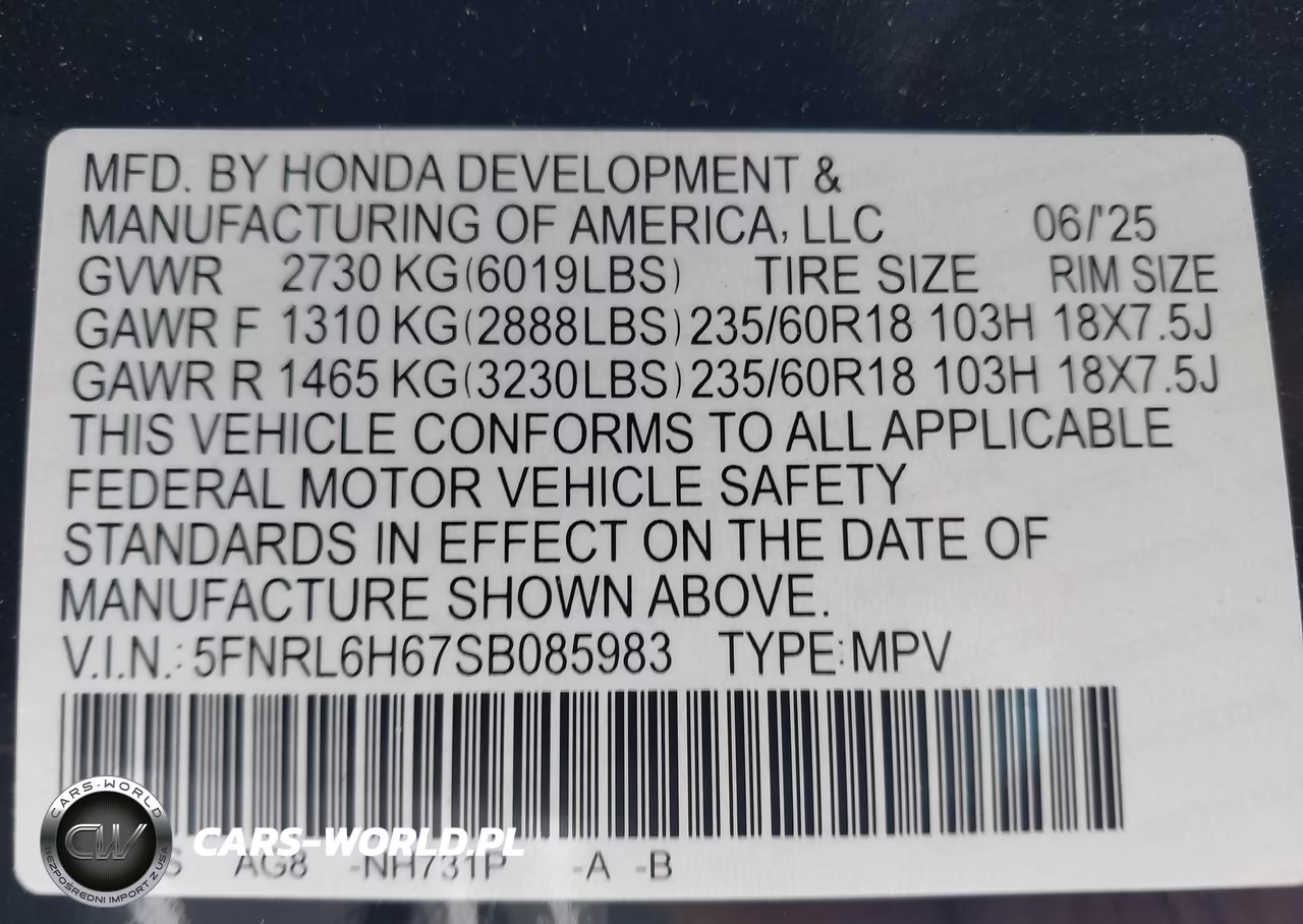 2025 Honda Odyssey Ex-L VIN:5FNRL6H67SB085983 - 9