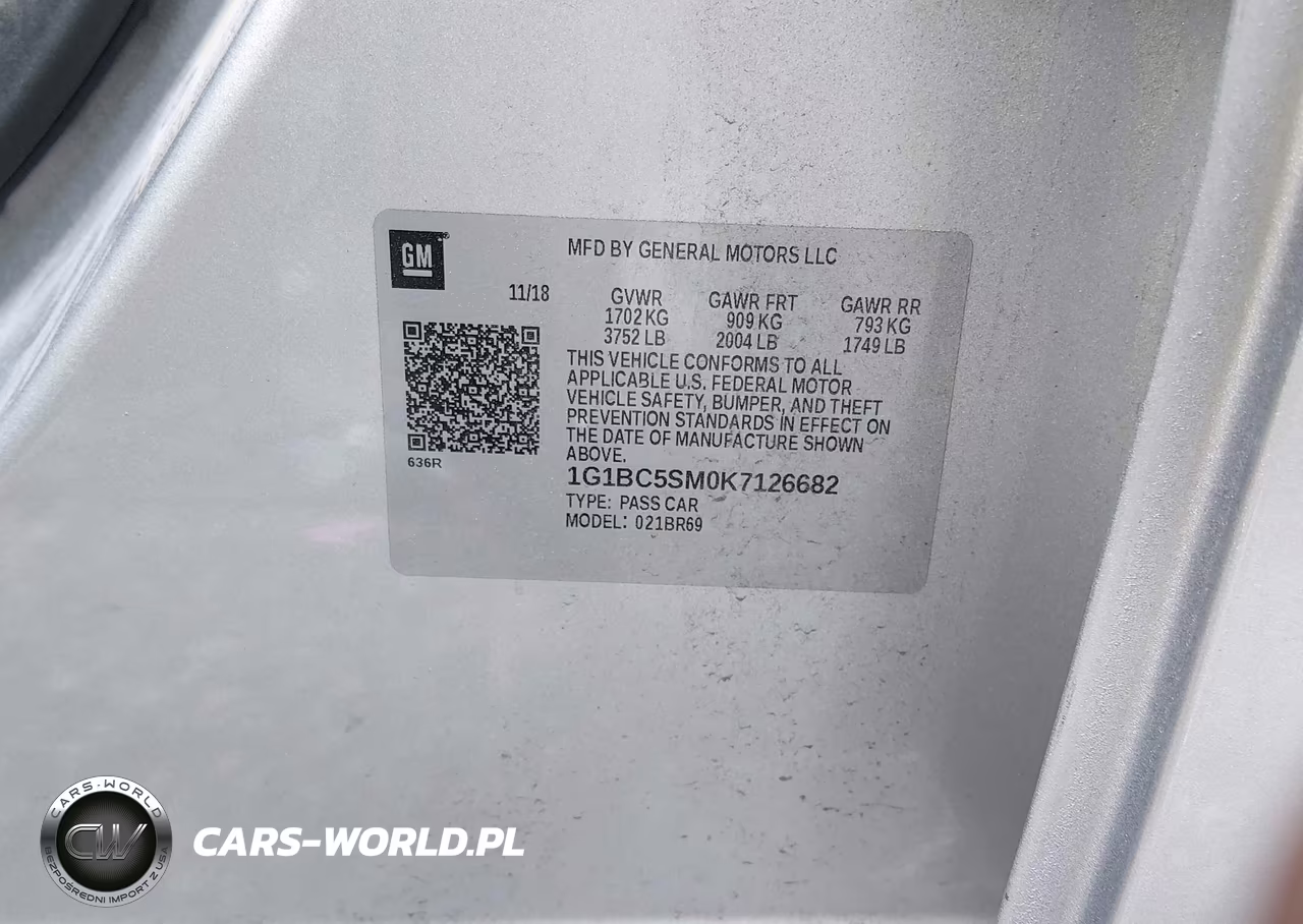 2019 Chevrolet Cruze Ls VIN:1G1BC5SM0K7126682 - 9
