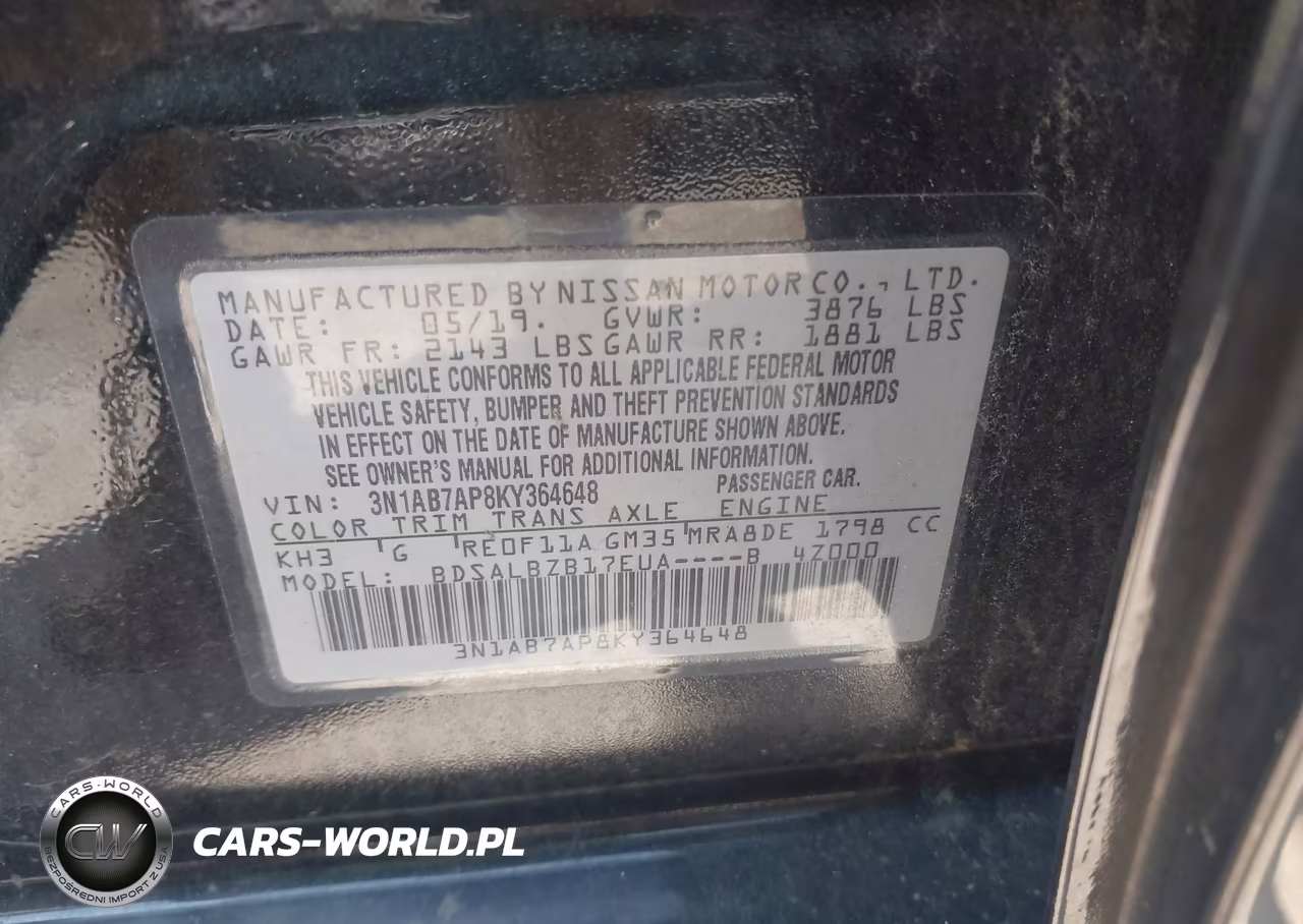 2019 Nissan Sentra S VIN:3N1AB7AP8KY364648 - 9