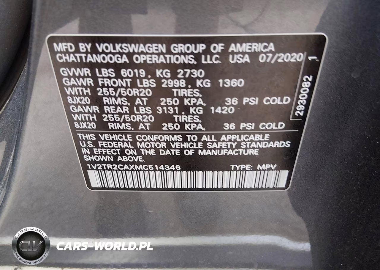 2021 Volkswagen Atlas 3.6L V6 Sel Premium VIN:1V2TR2CAXMC514346 - 9