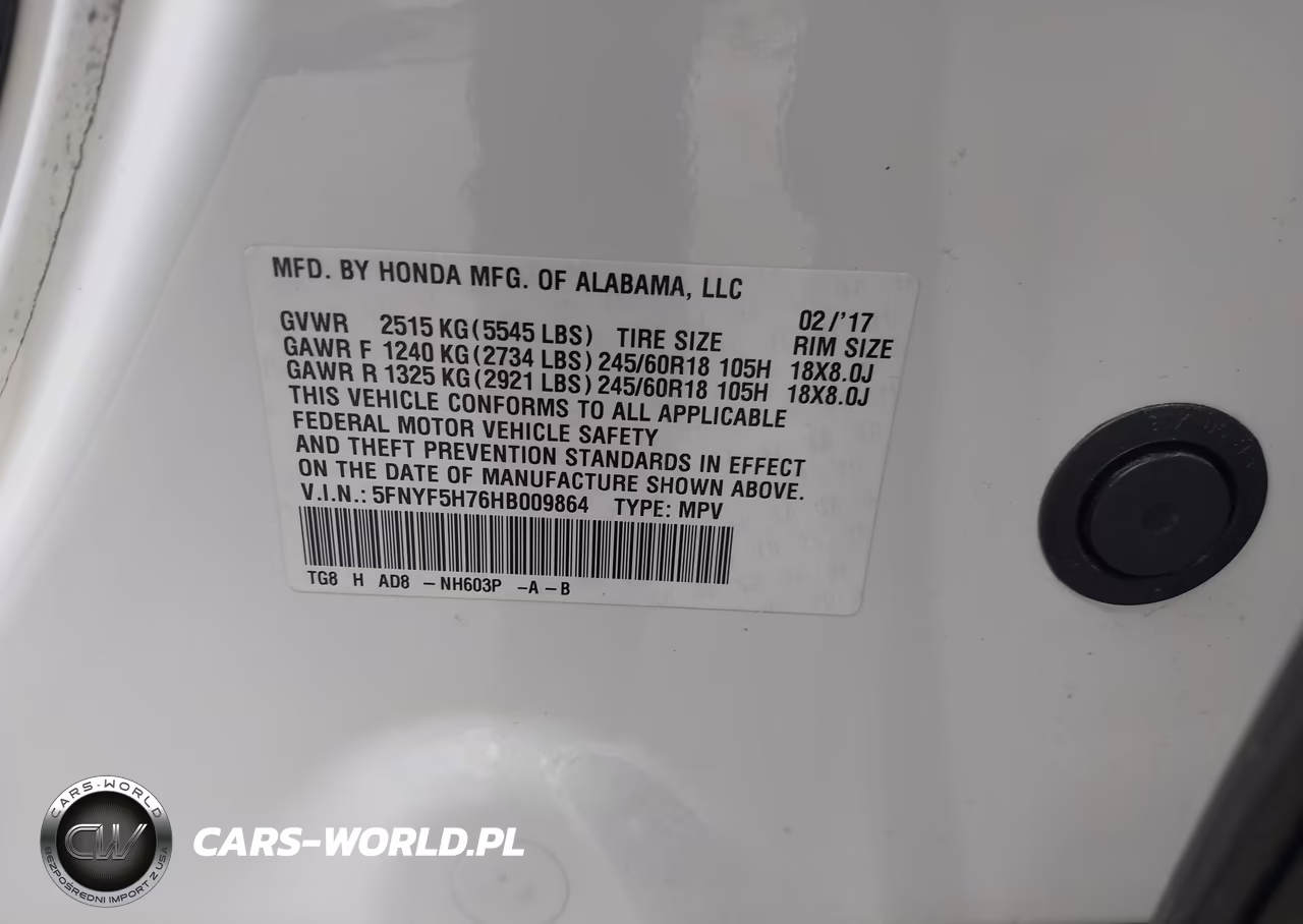 2017 Honda Pilot Ex-L VIN:5FNYF5H76HB009864 - 9