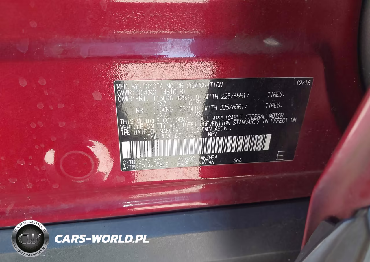 2019 Toyota Rav4 Xle VIN:JTMW1RFV0KD010005 - 9