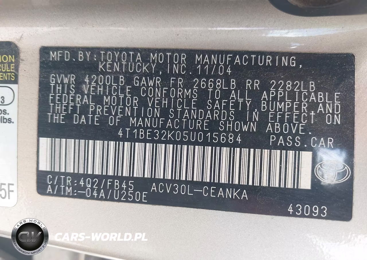 2005 Toyota Camry Le VIN:4T1BE32K05U015684 - 9
