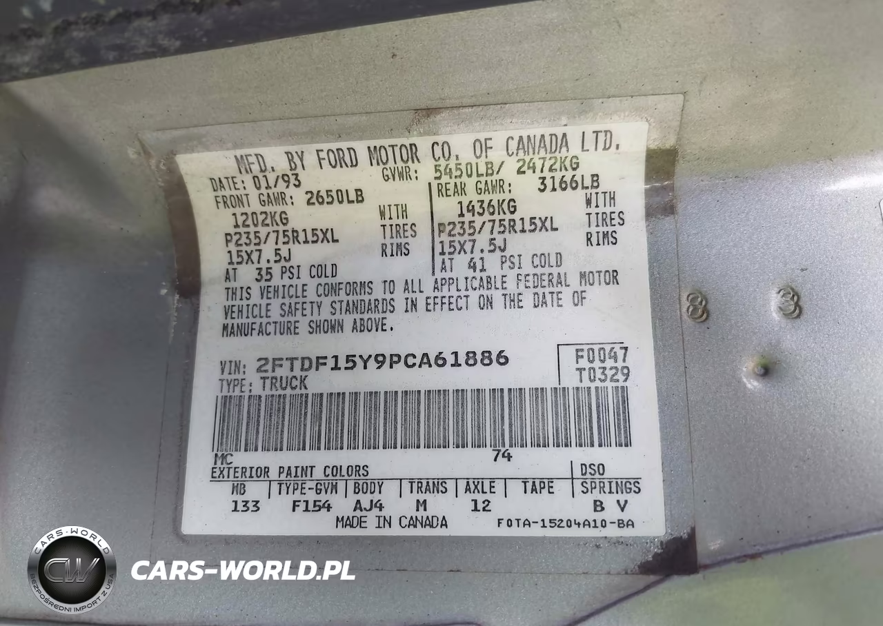 1993 Ford F150 VIN:2FTDF15Y9PCA61886 - 9